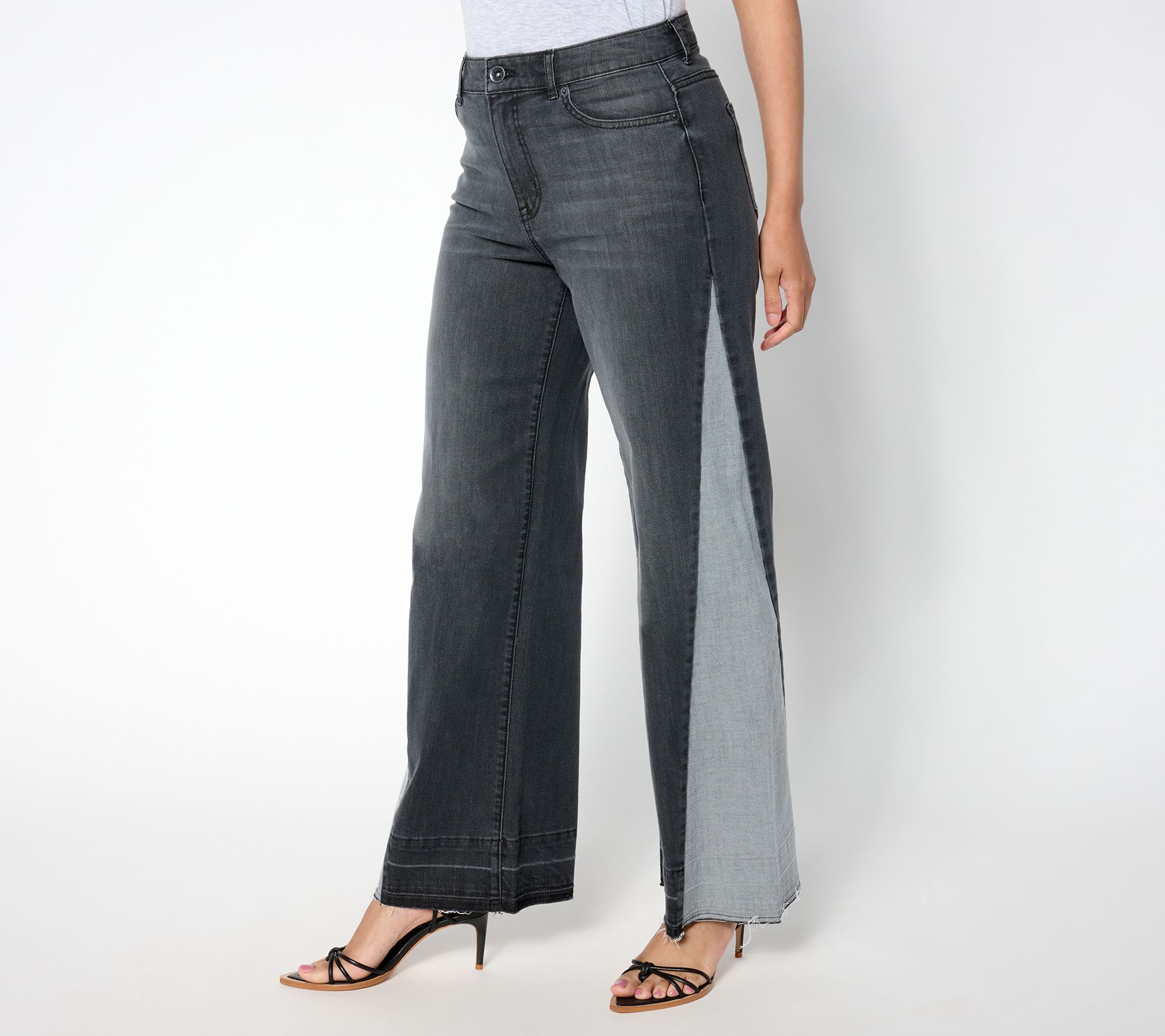 LOGO by Lori Goldstein Pet. Wide Leg Ankle w/Release Hem Jean