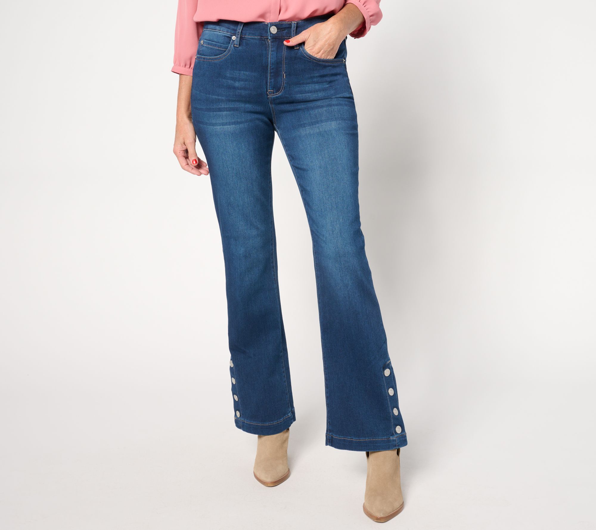 nicole by Nicole Miller Regular_Snapped High Rise Bootcut Jean