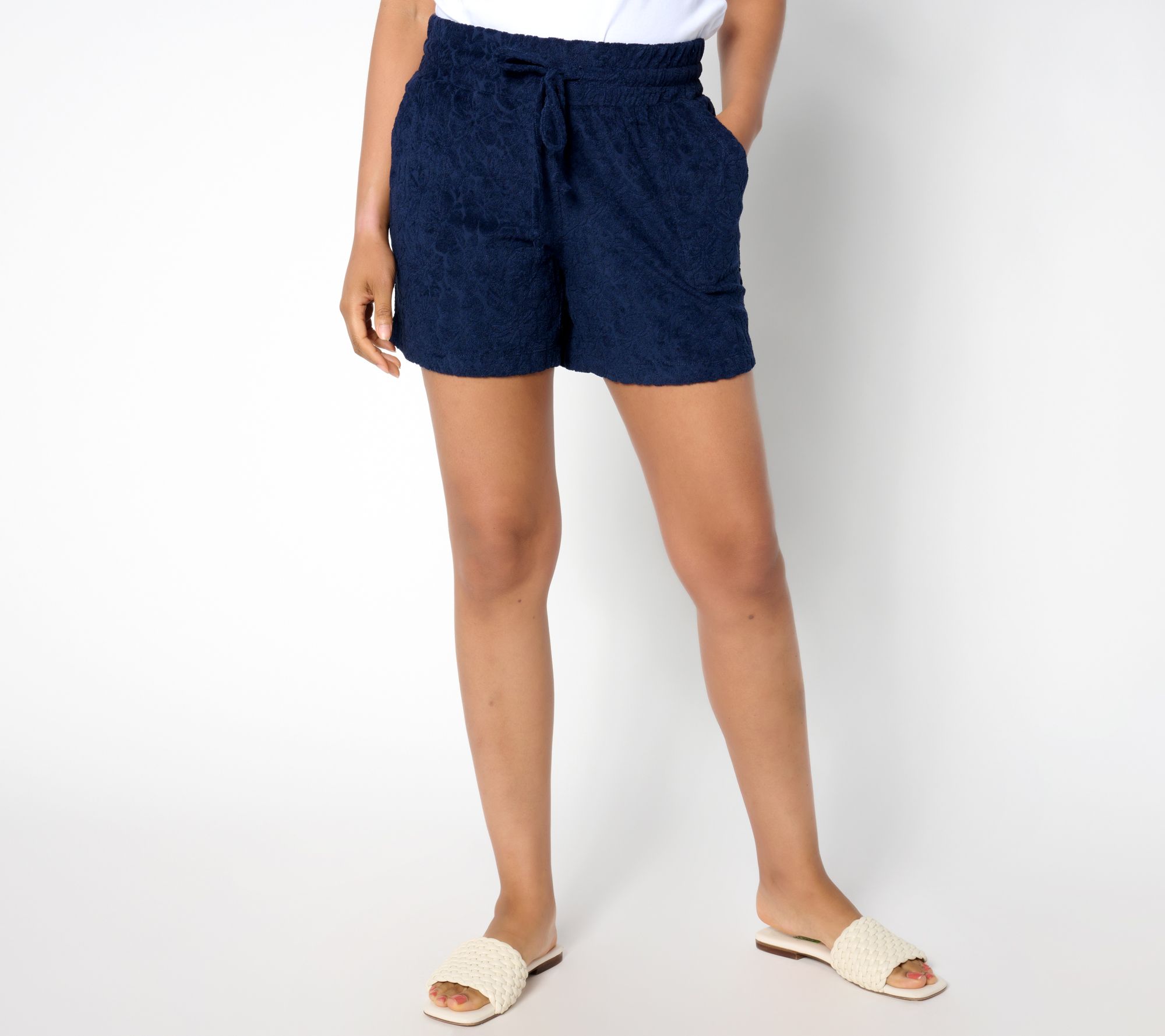 "As Is" Belle Beach by Kim Gravel Poolside Terry Jacquard 5" Short