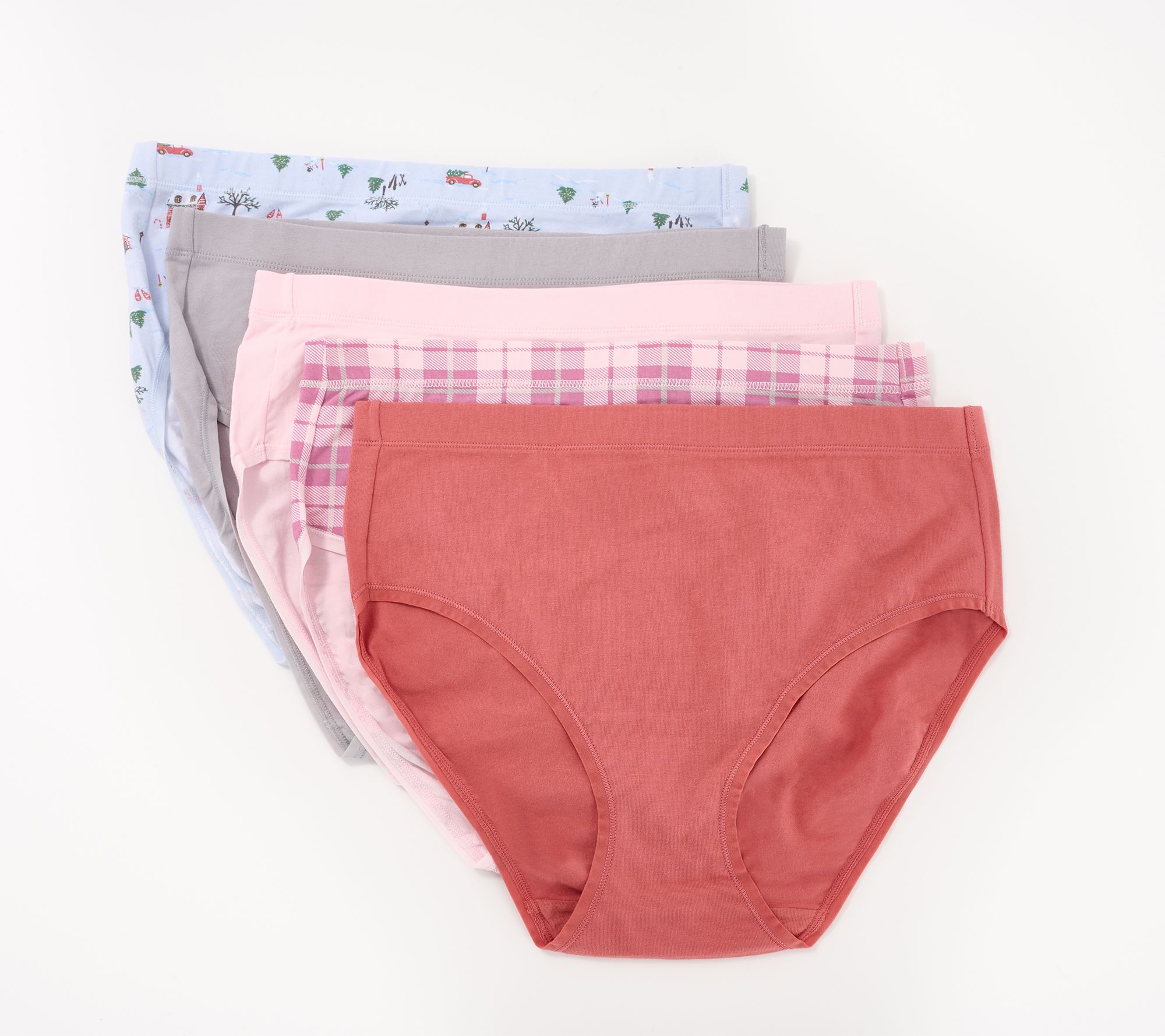 Cuddl Duds Cotton Core Modern Brief Panties Set of 5