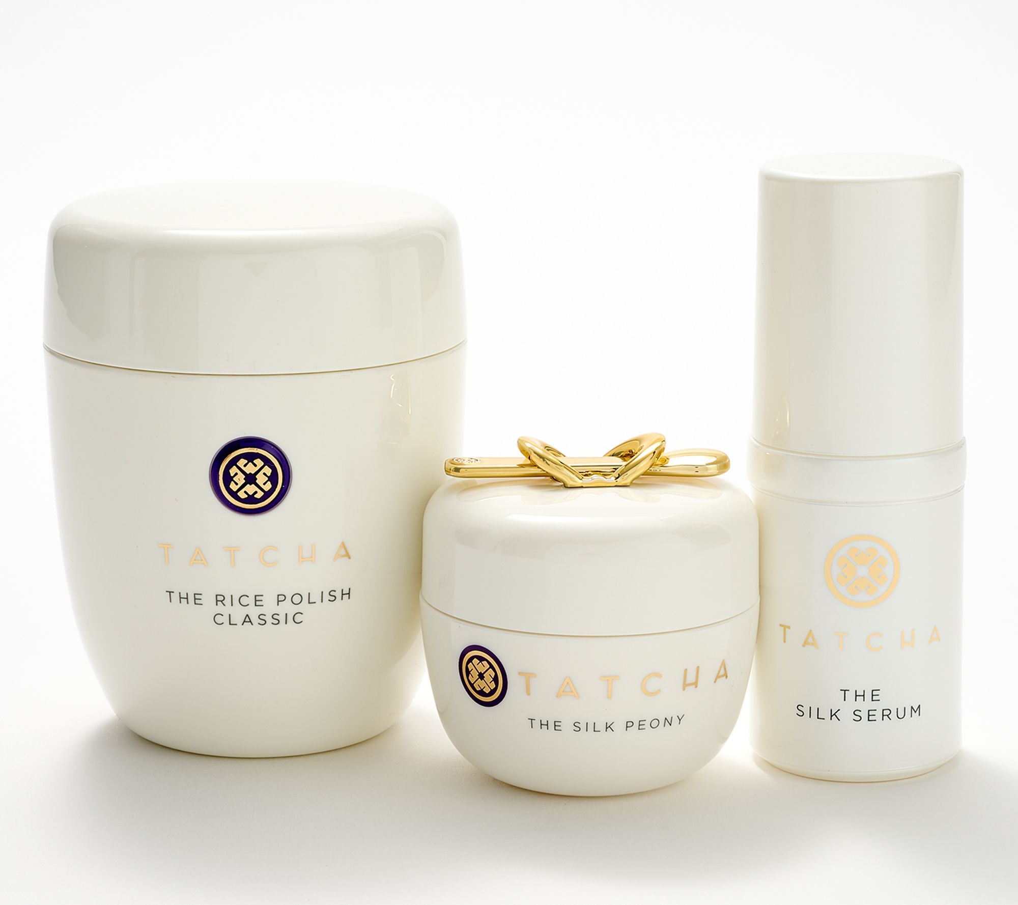TATCHA Rice Polish, Silk Peony, and Mini Silk Serum