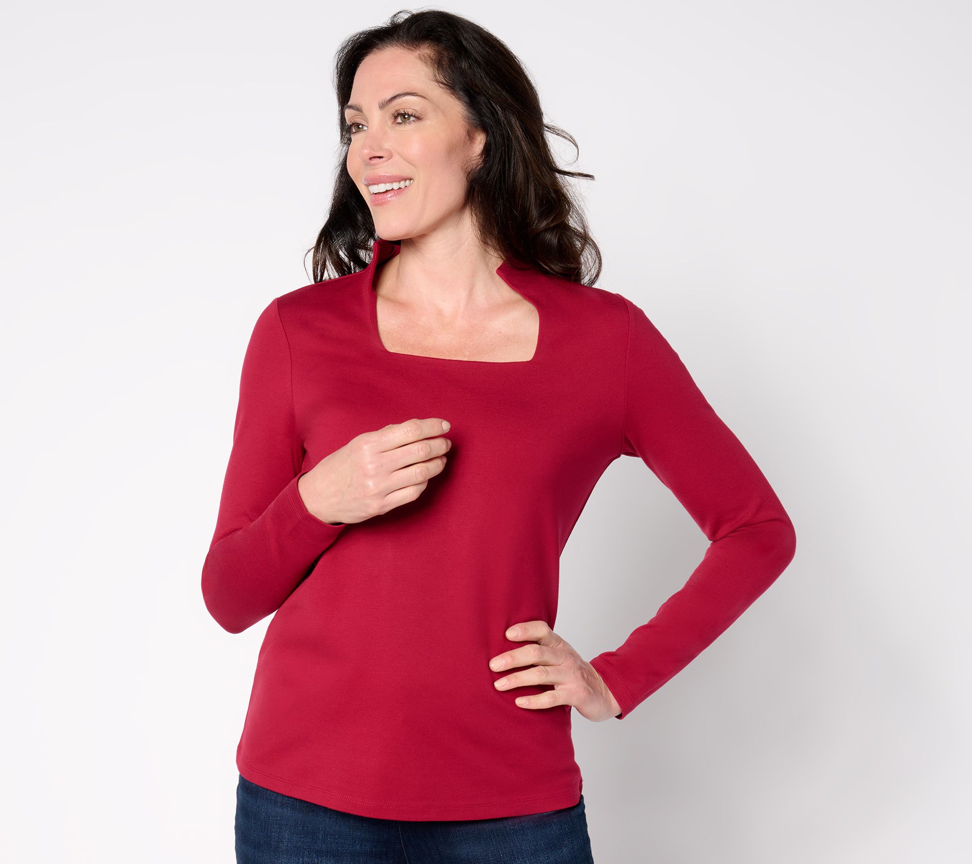"As Is" Women with Control Luxe Ponte Square Neck Top