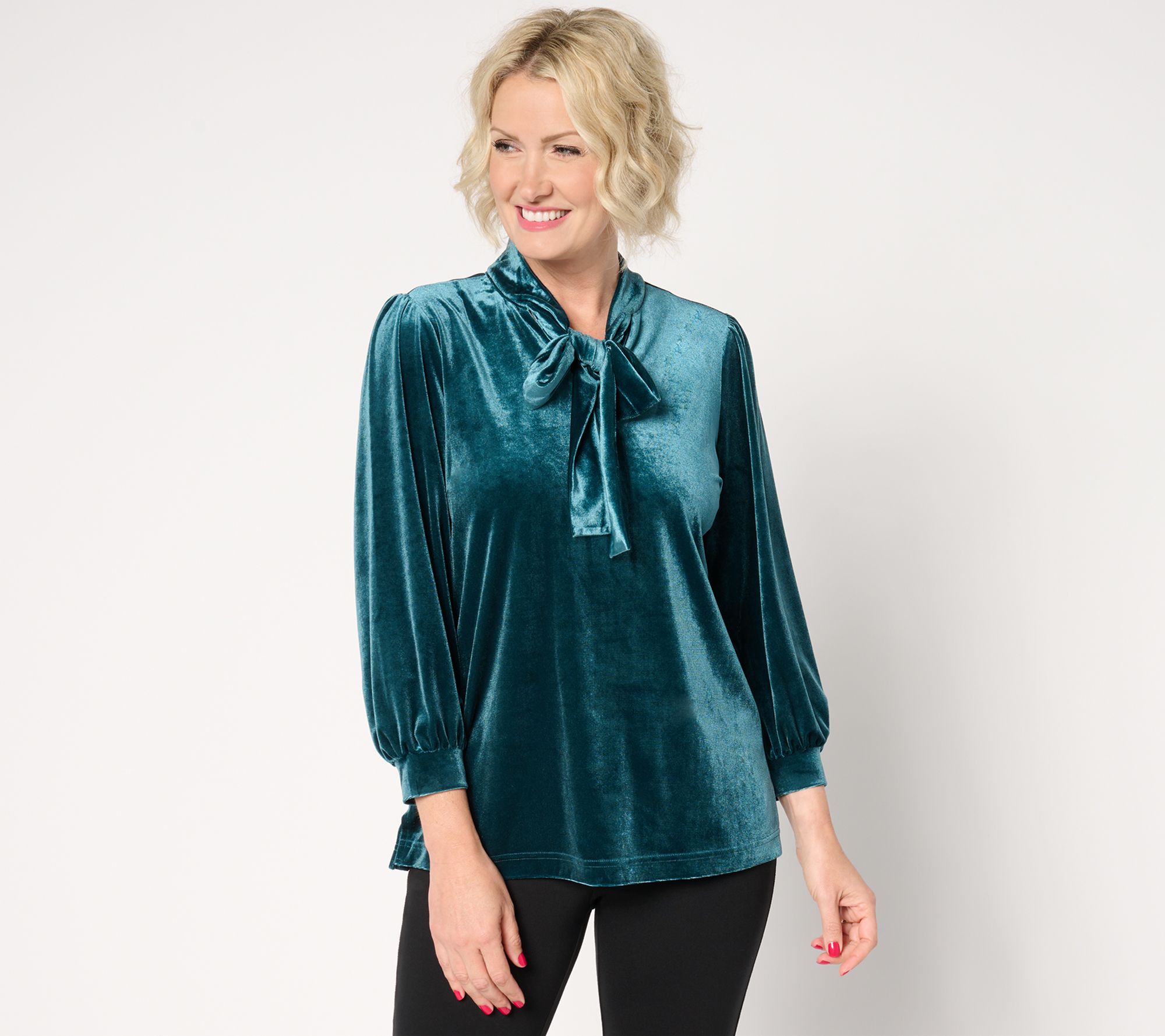 "As Is" Belle by Kim Gravel Bellevet Tie Front Blouson Sleeve Top