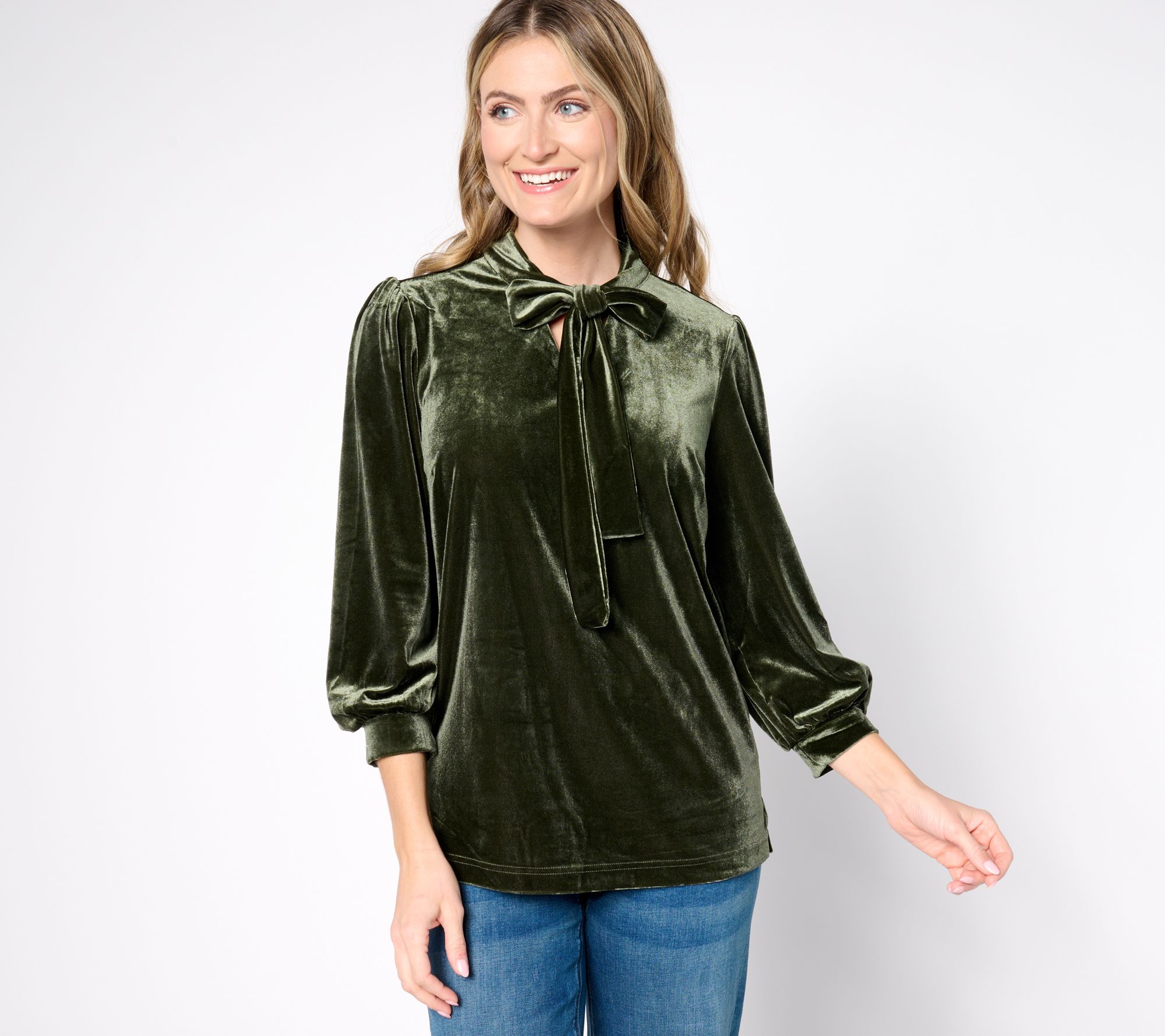 "As Is" Belle by Kim Gravel Bellevet Tie Front Blouson Sleeve Top