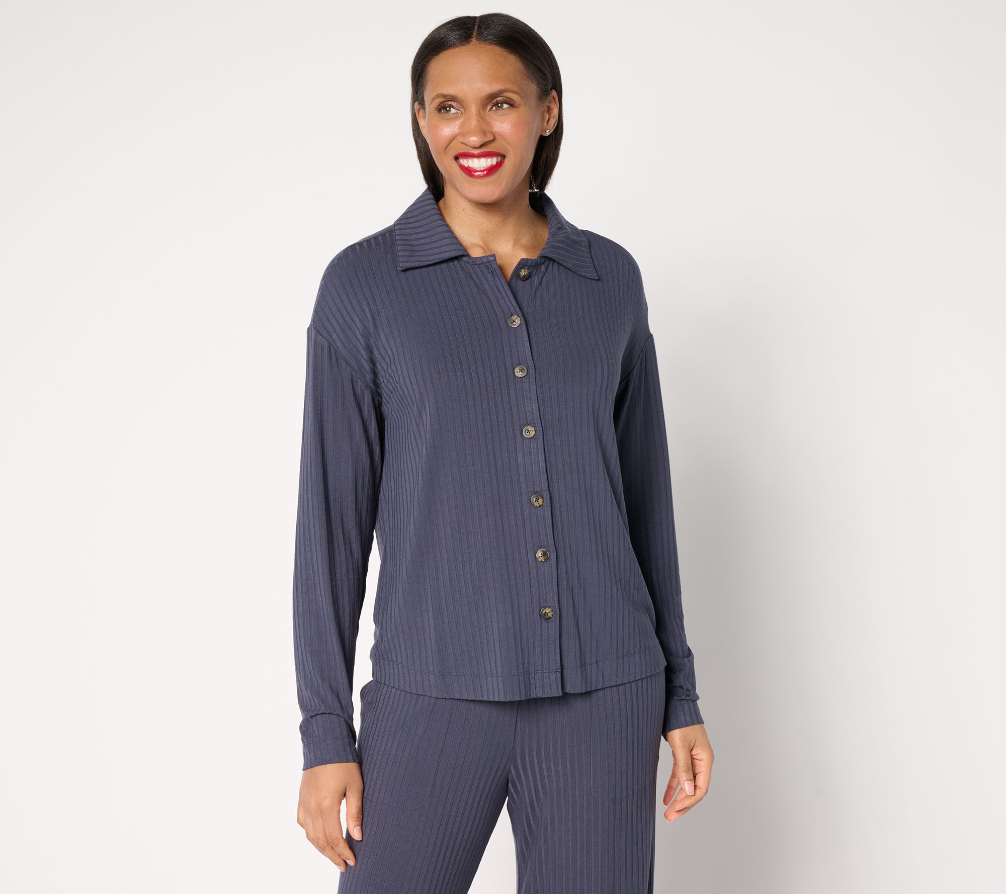 Modern Soul Radiant Rib Collared Button Front Cardigan