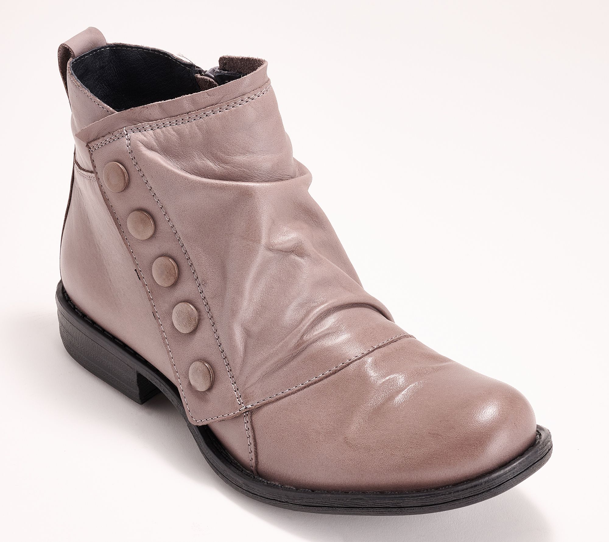 As Is Miz Mooz Ruched Leather Ankle Boots - Lili