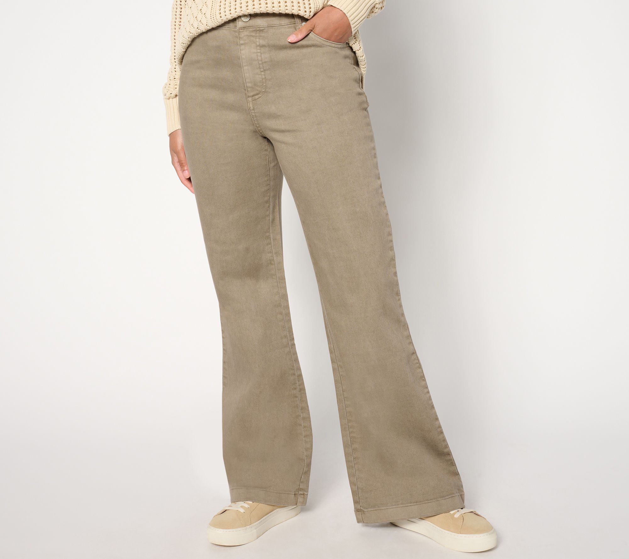 "As Is" AnyBody Petite washed Colored Denim Baby Flare Pants