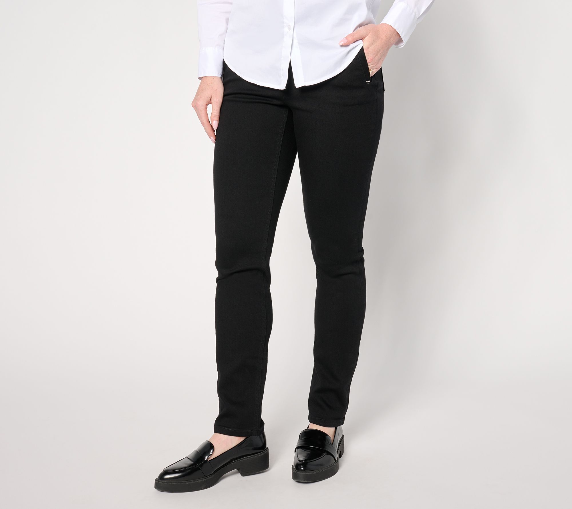 "As Is" Denim & Co. Signature Petite Black Perfect Flex Jean