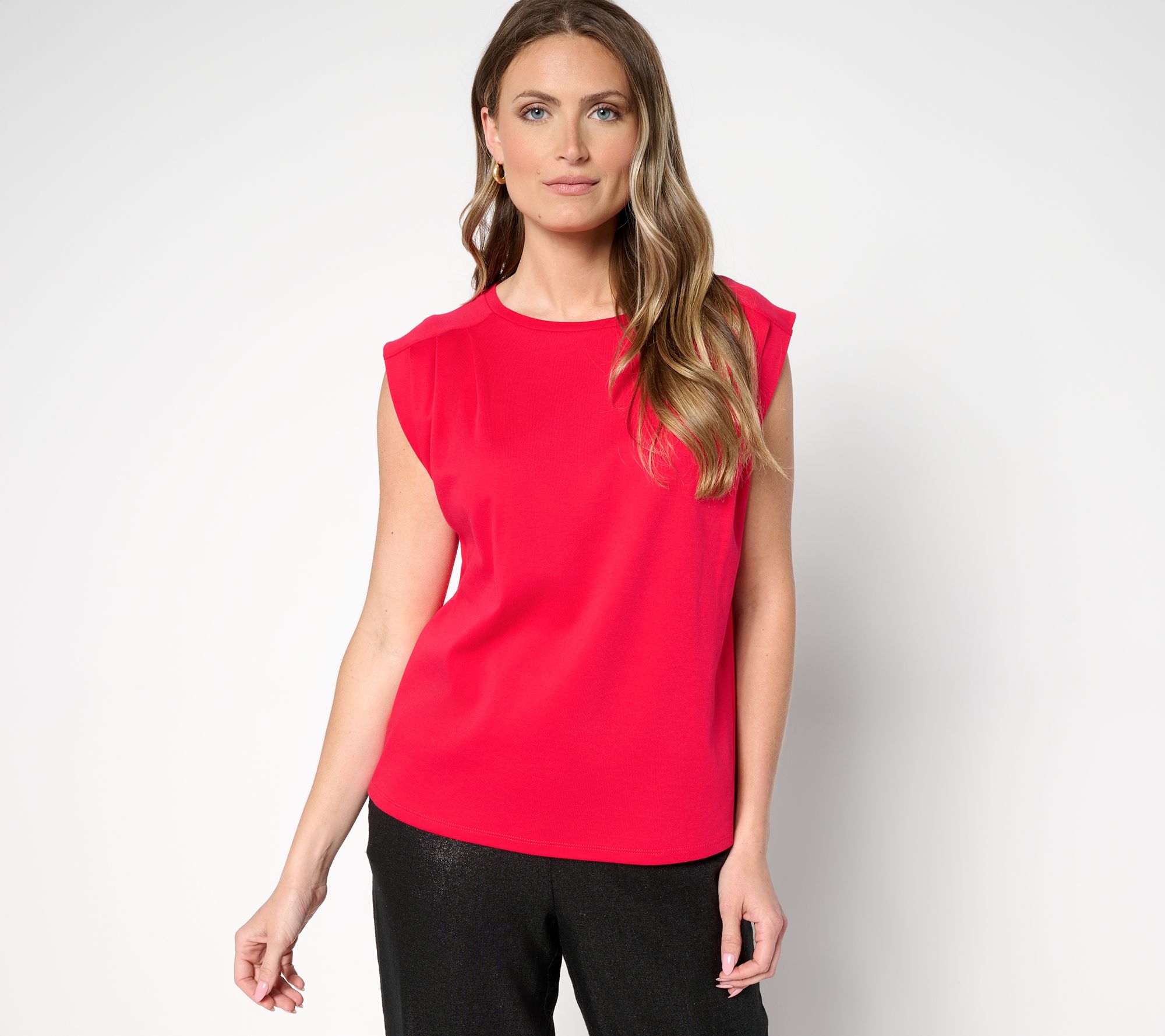 Carla Rockmore Collection 100% Cotton Pleated Shoulder Top