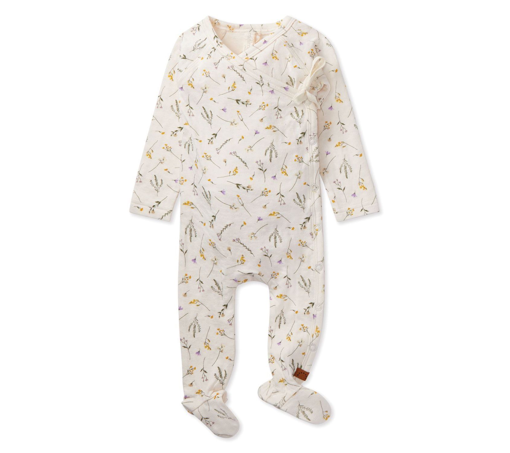 MiniMoi Girls Floral Pointelle Cotton Footie