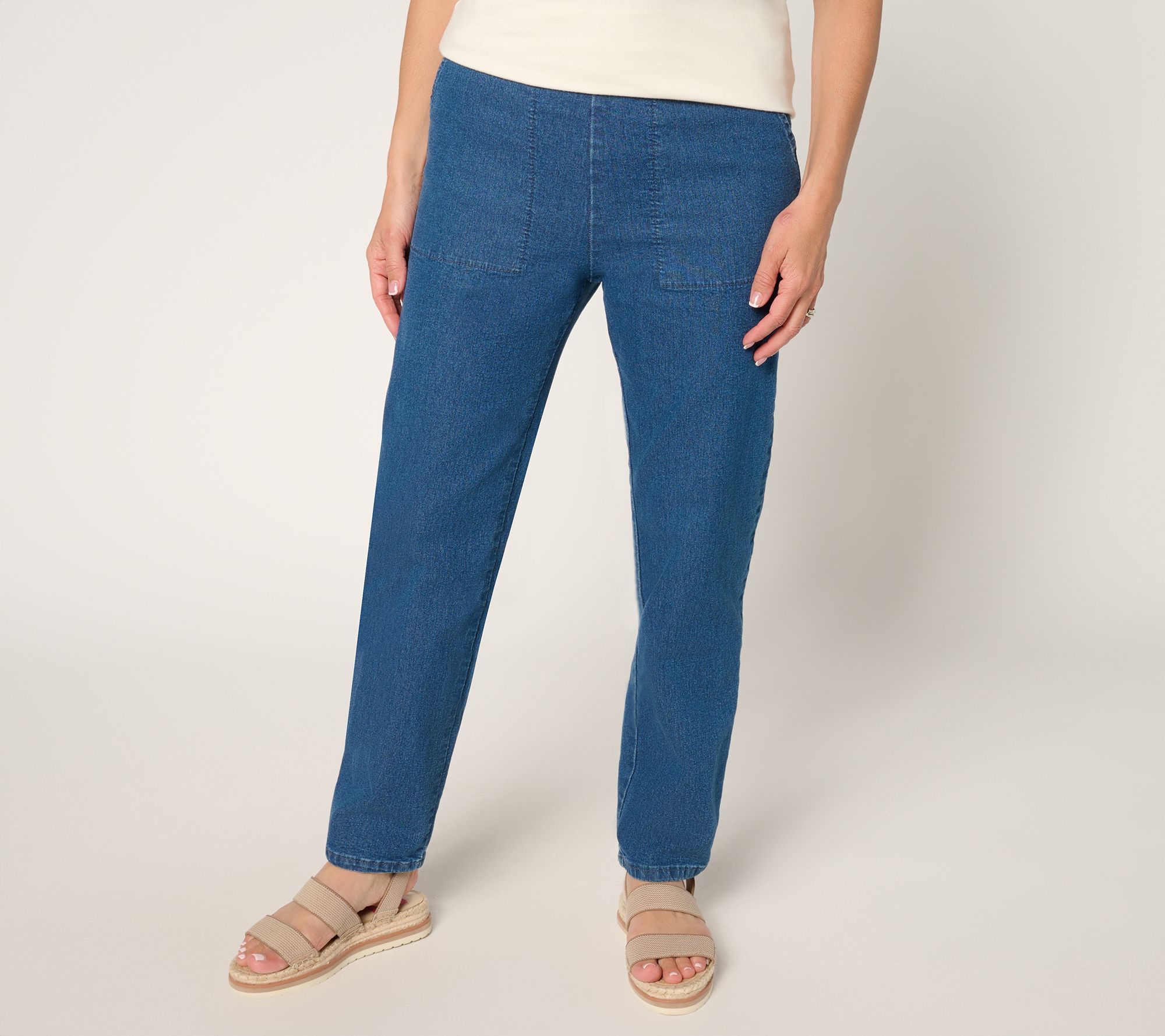 Denim & Co. Regular Indigo Flat Front Wide Leg Ankle Pant