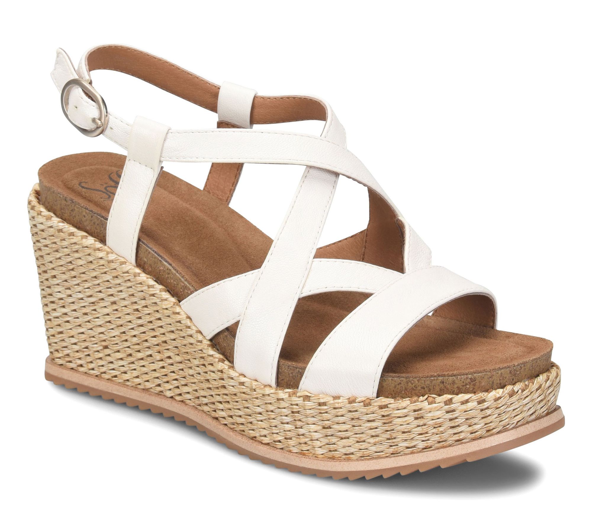 Sofft Strappy Leather Basketweave Wedge - Devyn