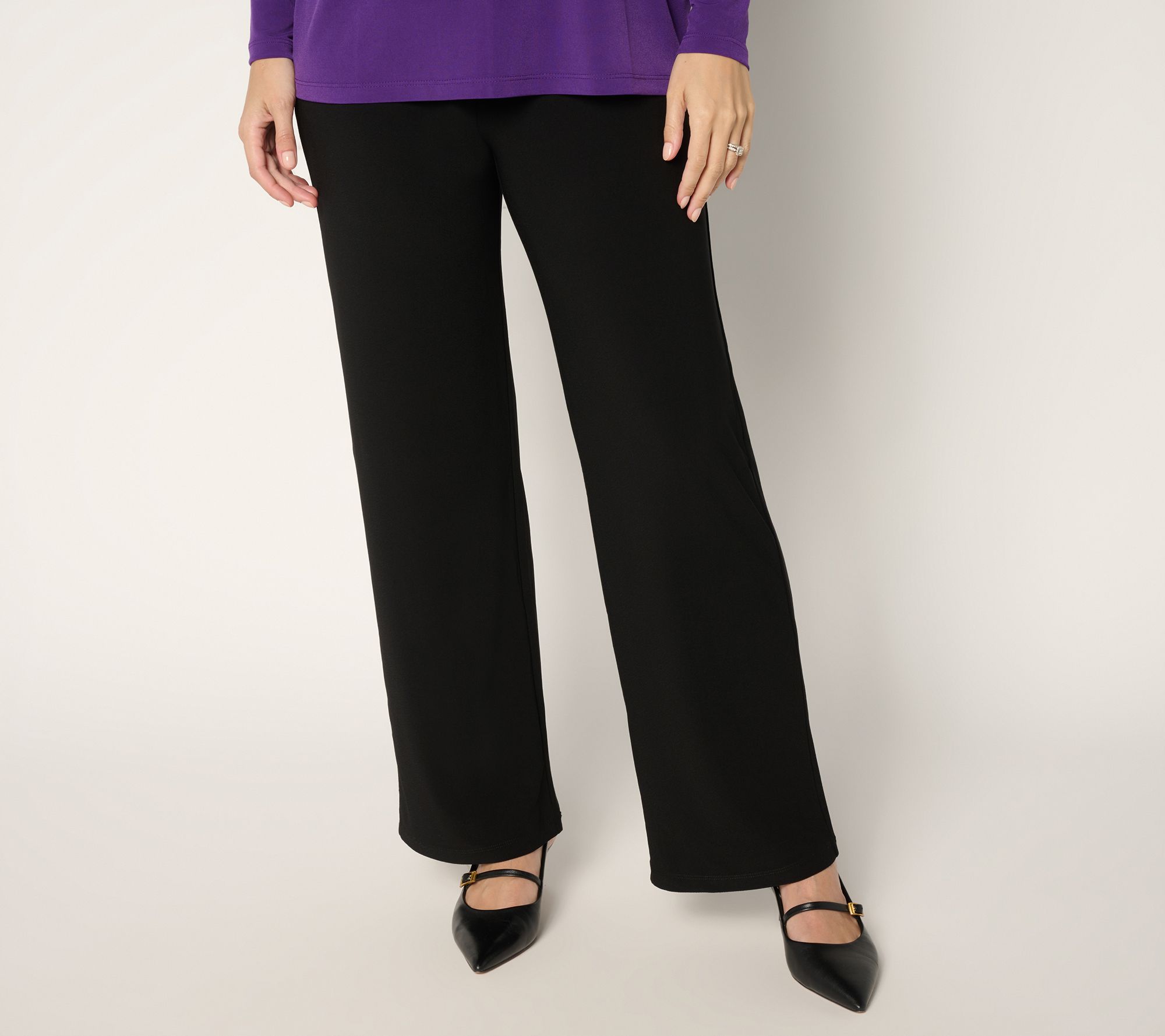 Susan Graver Petite Textured Liquid Knit Wide Leg Pant
