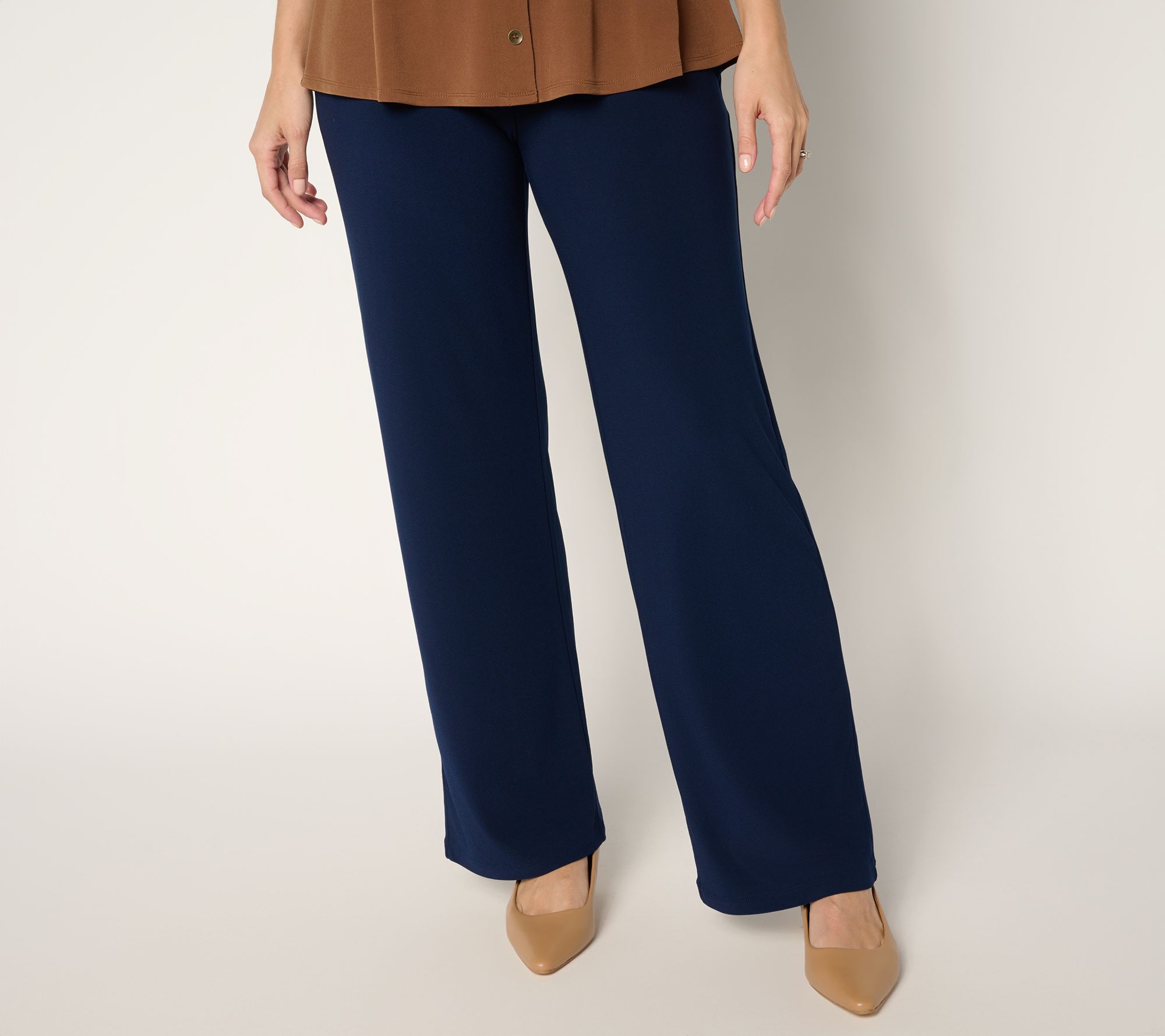 Susan Graver Petite Textured Liquid Knit Wide Leg Pant