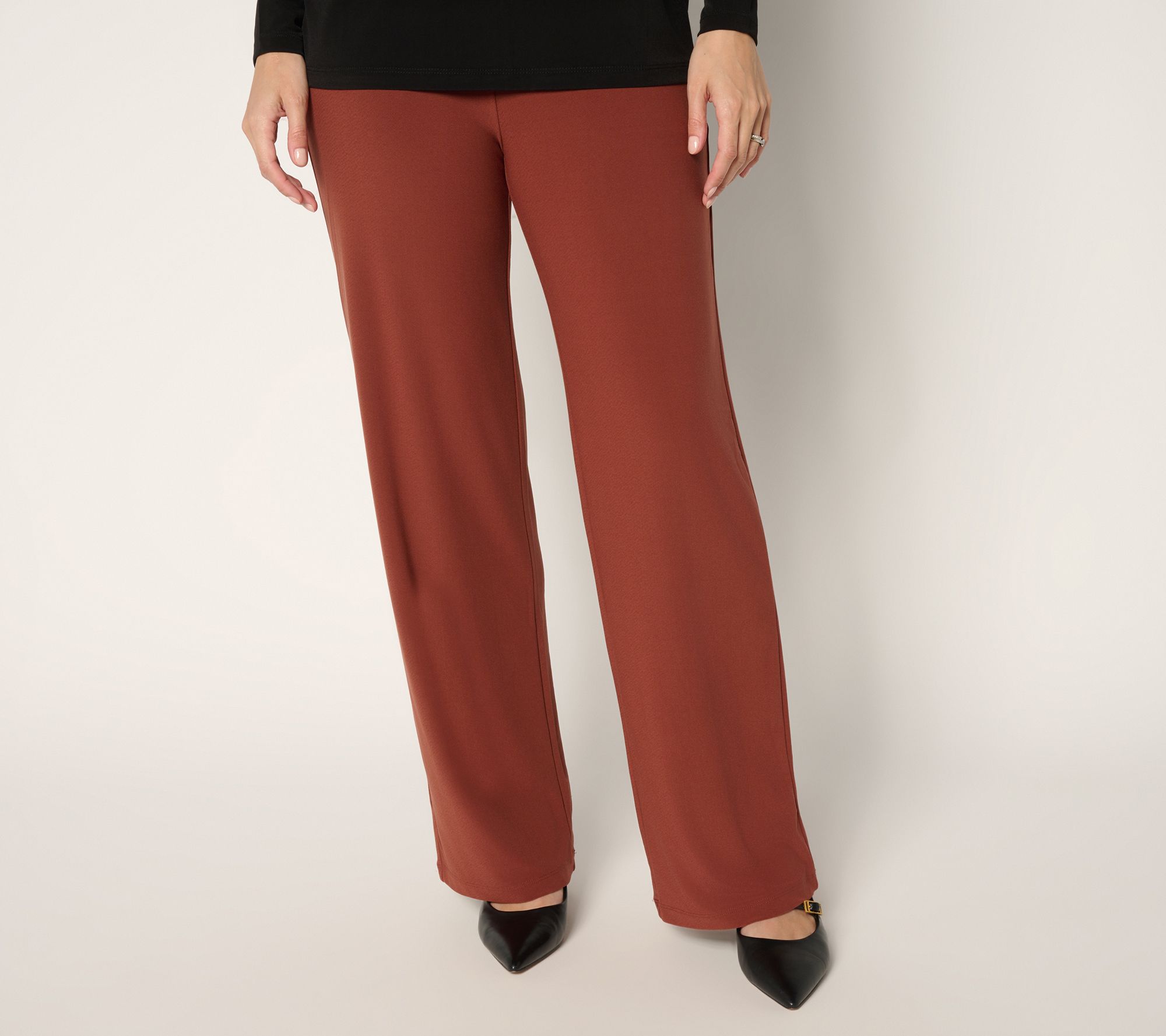 Susan Graver Petite Textured Liquid Knit Wide Leg Pant