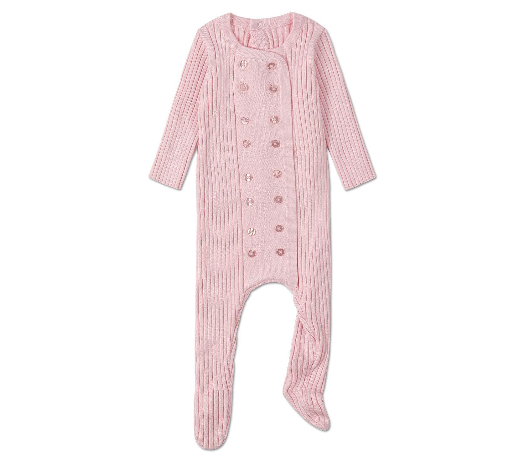 MiniMoi Baby and Toddler Girls Sweater Rib Footie