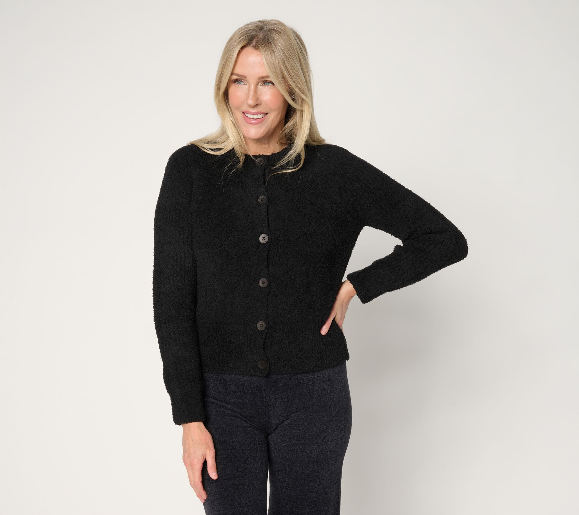 Barefoot Dreams CozyChic Raglan Button Front Cardigan