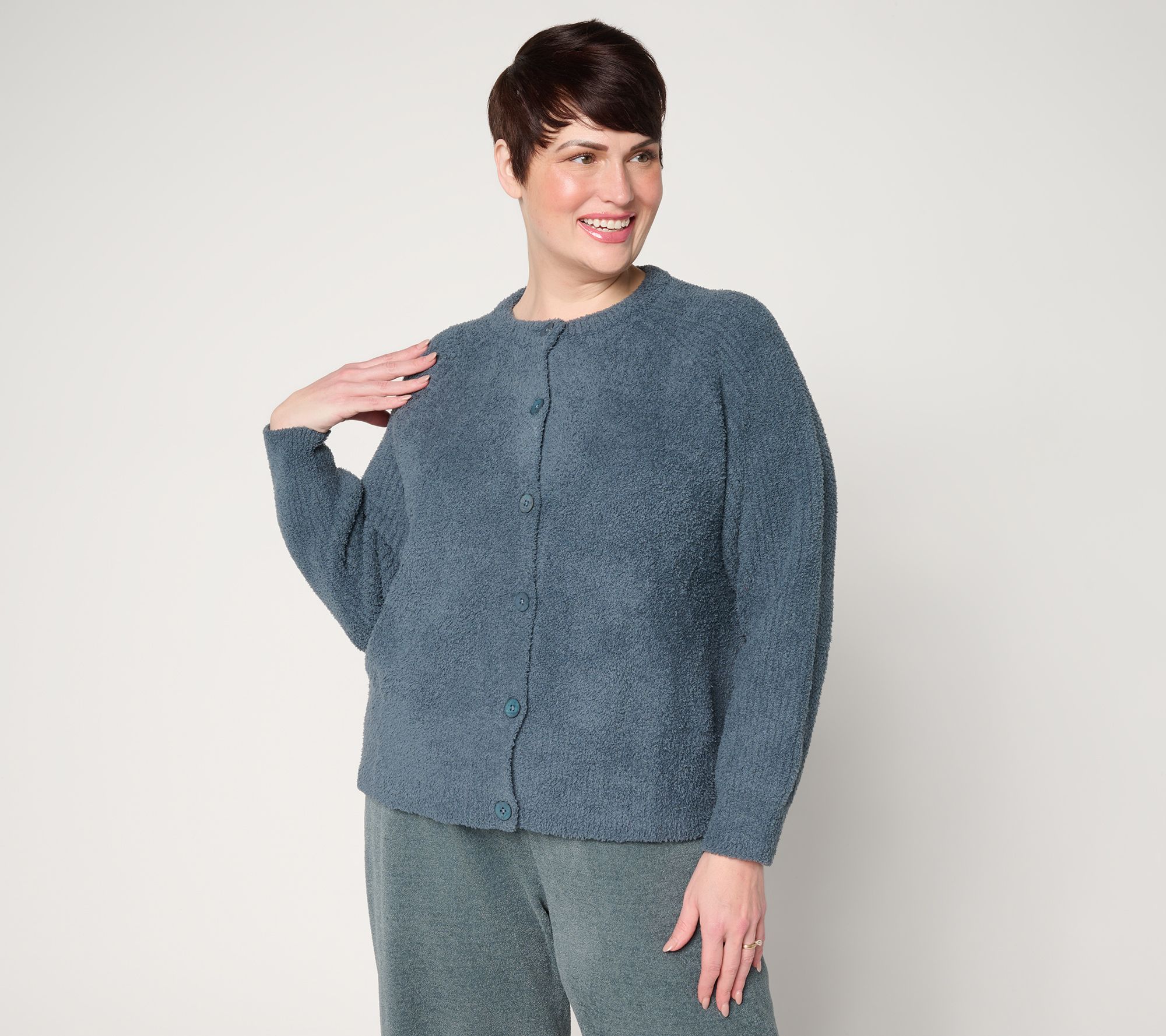 Barefoot Dreams CozyChic Raglan Button Front Cardigan