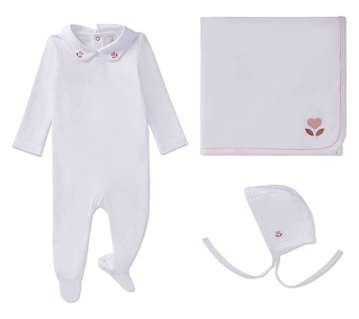 MiniMoi 3pc Baby 100% Pima Cotton Footie Set
