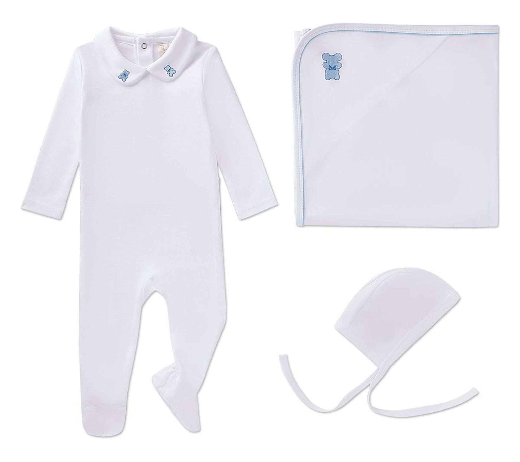 MiniMoi 3pc Baby 100% Pima Cotton Footie Set