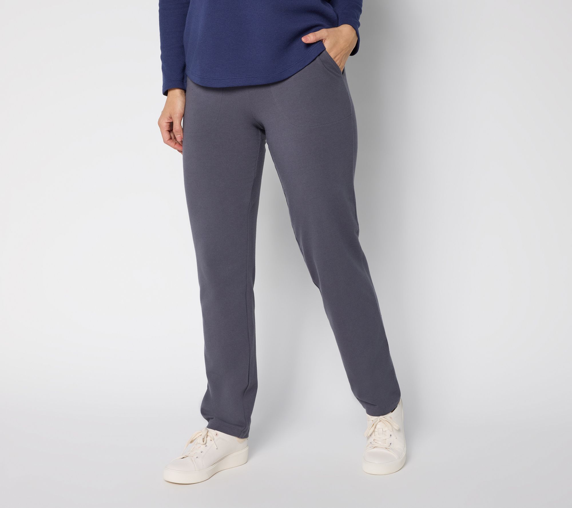 Denim & Co. Petite Duo Stretch Straight Leg Pants
