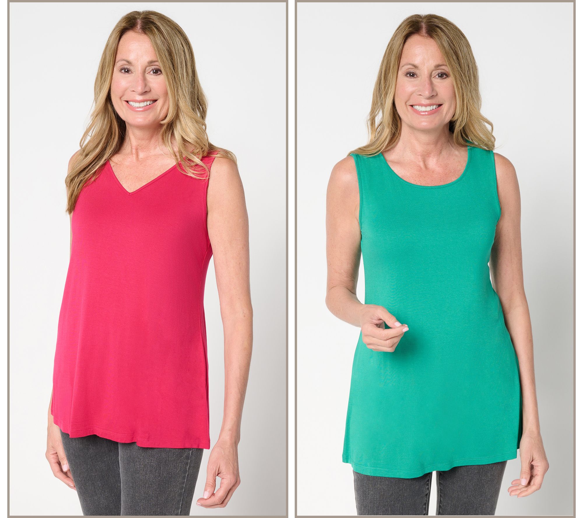 LOGO Layers by Lori Goldstein 2-Pack Crew and V-Neck Tanks