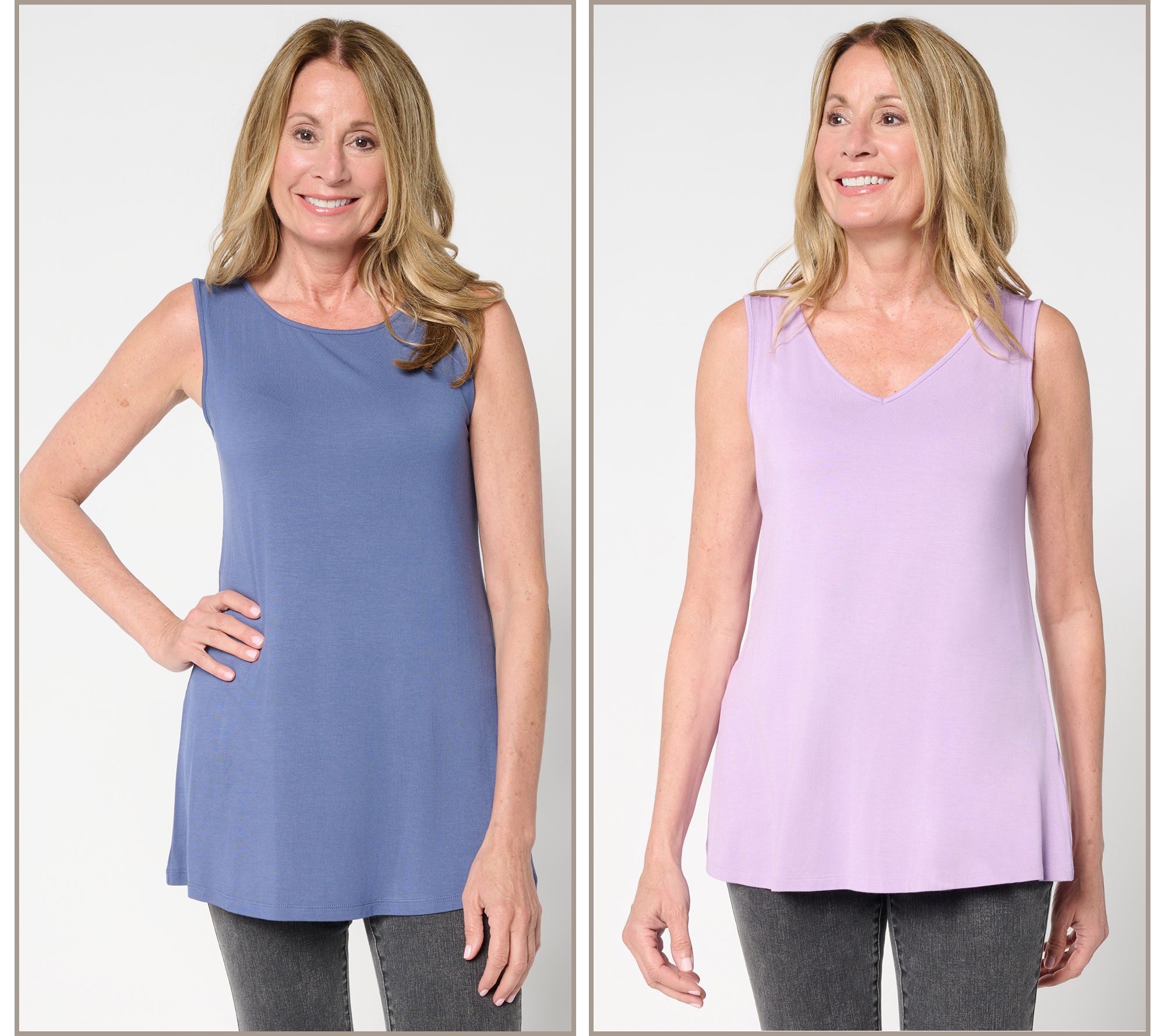 LOGO Layers by Lori Goldstein 2-Pack Crew and V-Neck Tanks