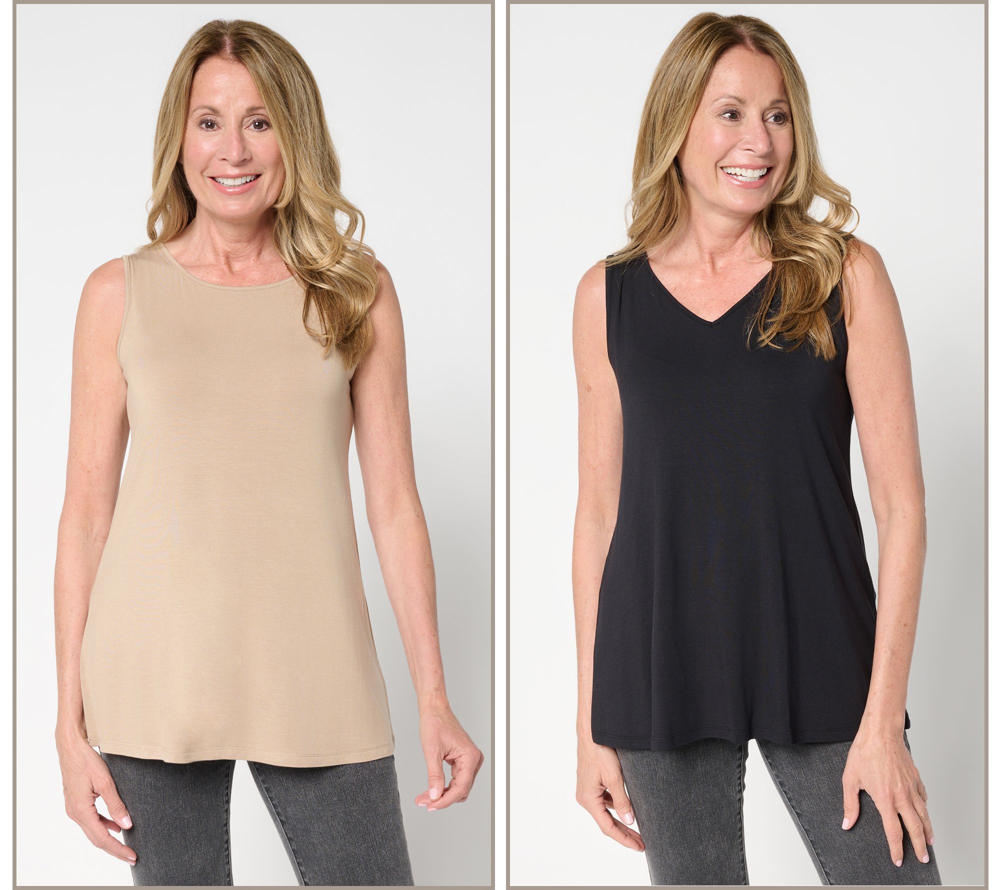 LOGO Layers by Lori Goldstein 2-Pack Crew and V-Neck Tanks