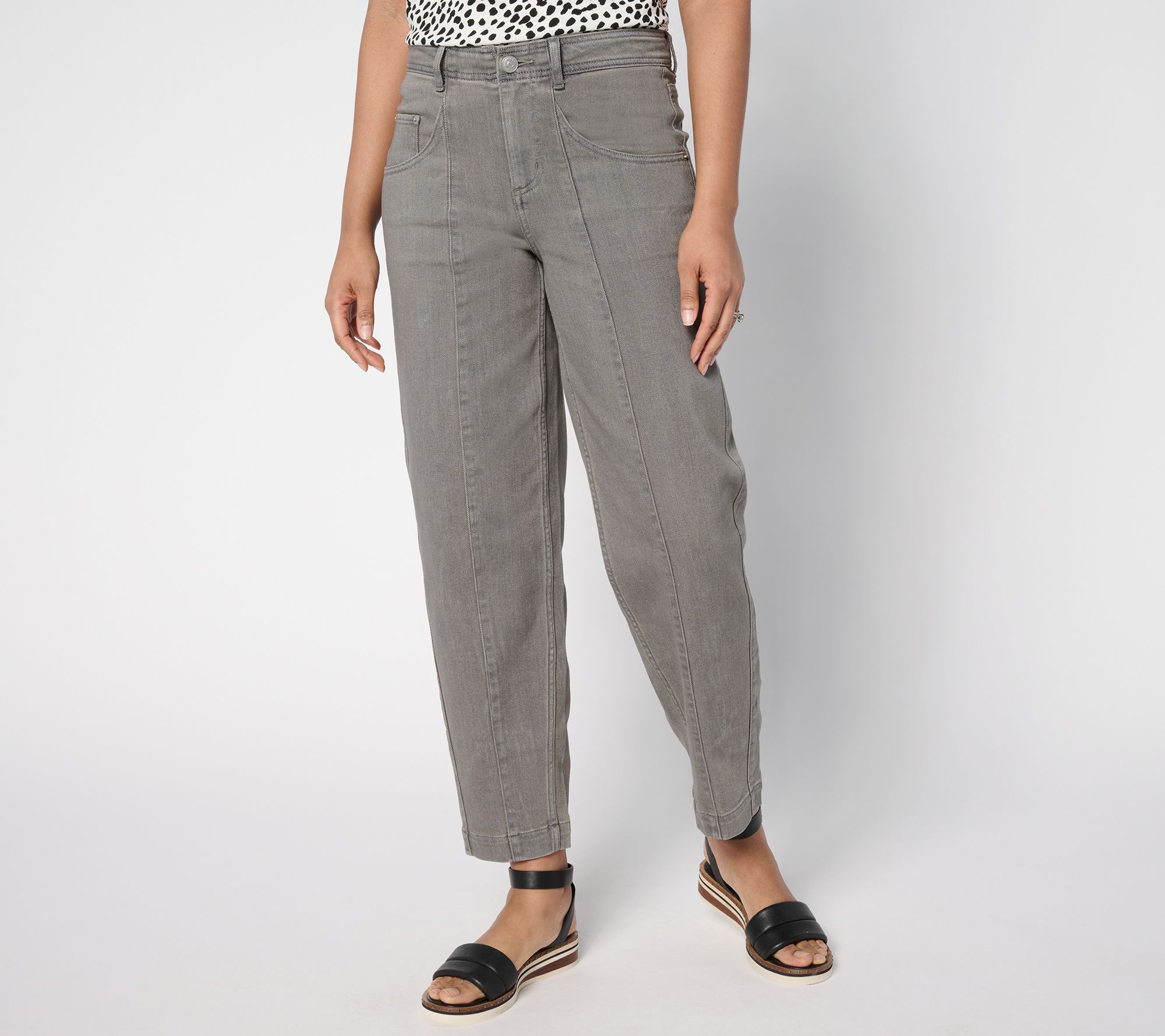 "As Is" LOGO by Lori Goldstein Regular Black Barrel Leg Ankle Jeans