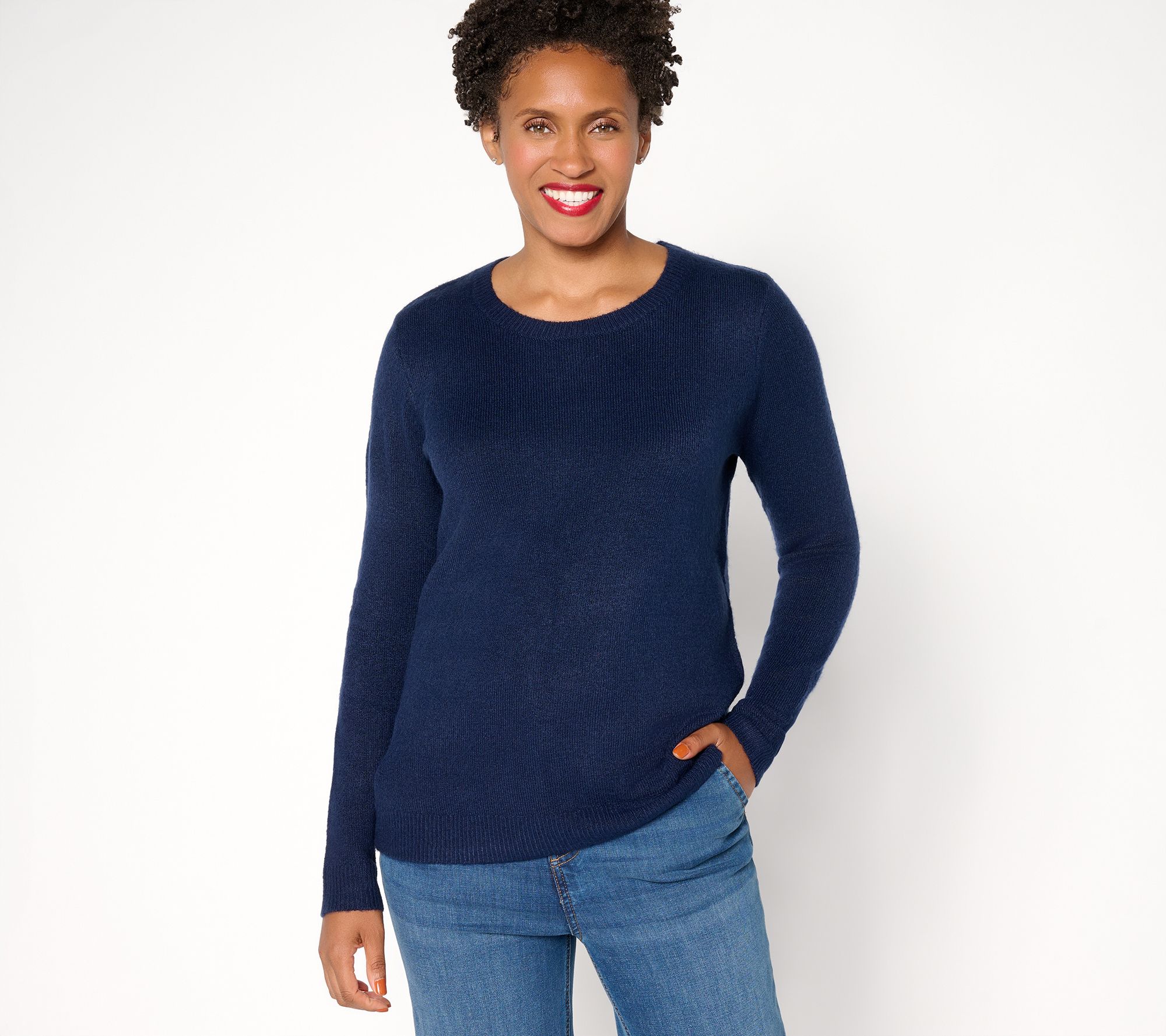 Denim & Co. Essentials Long Sleeve Crew Neck Sweater