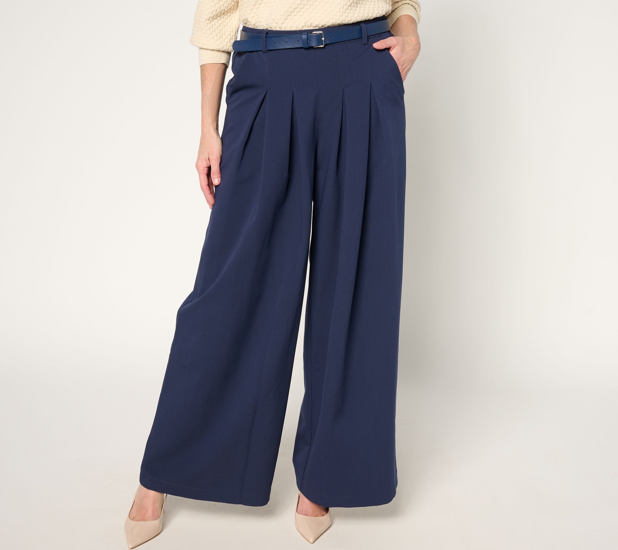 "As Is" BEAUTIFUL by Lawrence Zarian Reg Belted Wide Leg Trouser