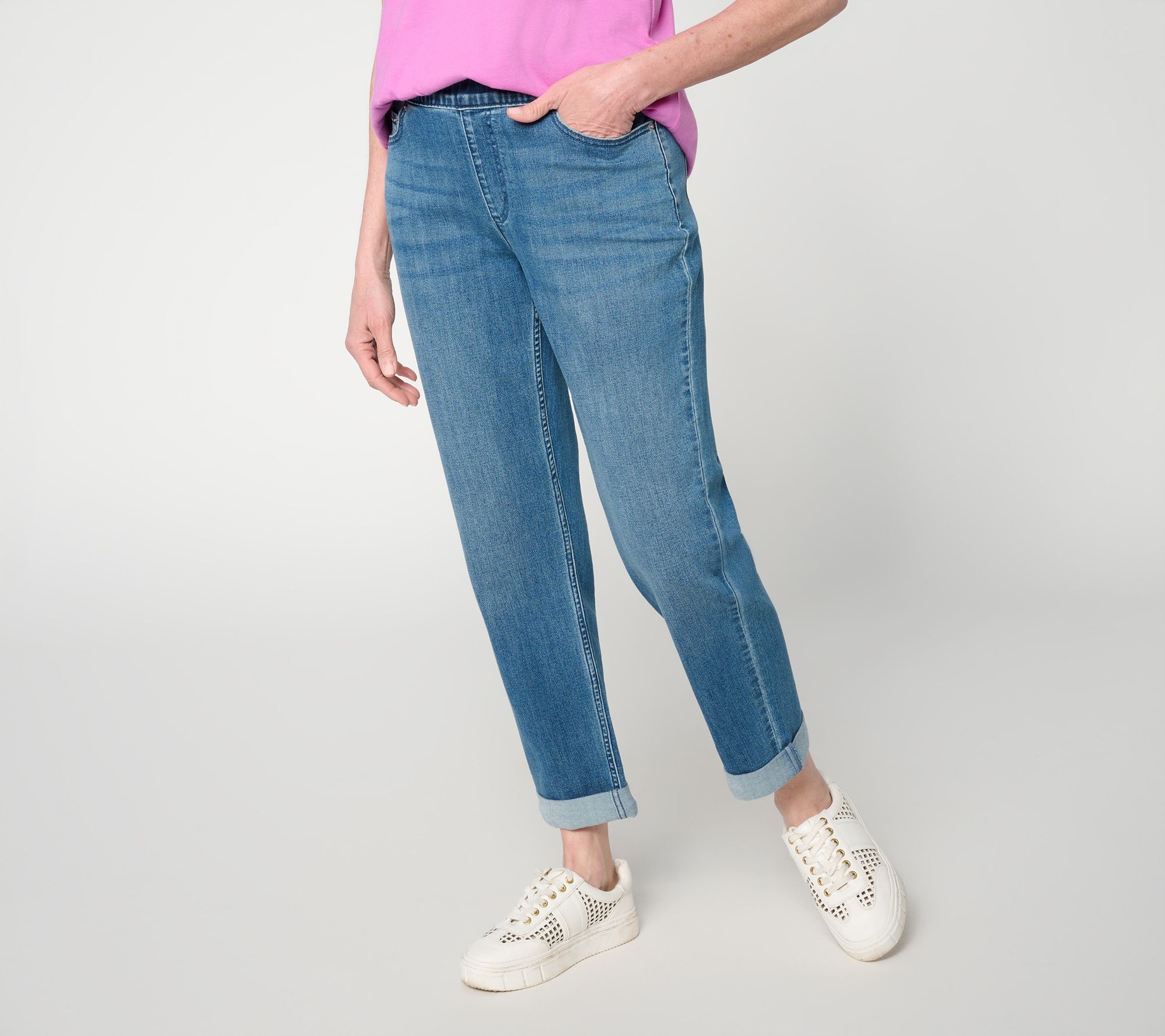  LOGO by Lori Goldstein Tall Indigo Pull On Boyfriend Jeans