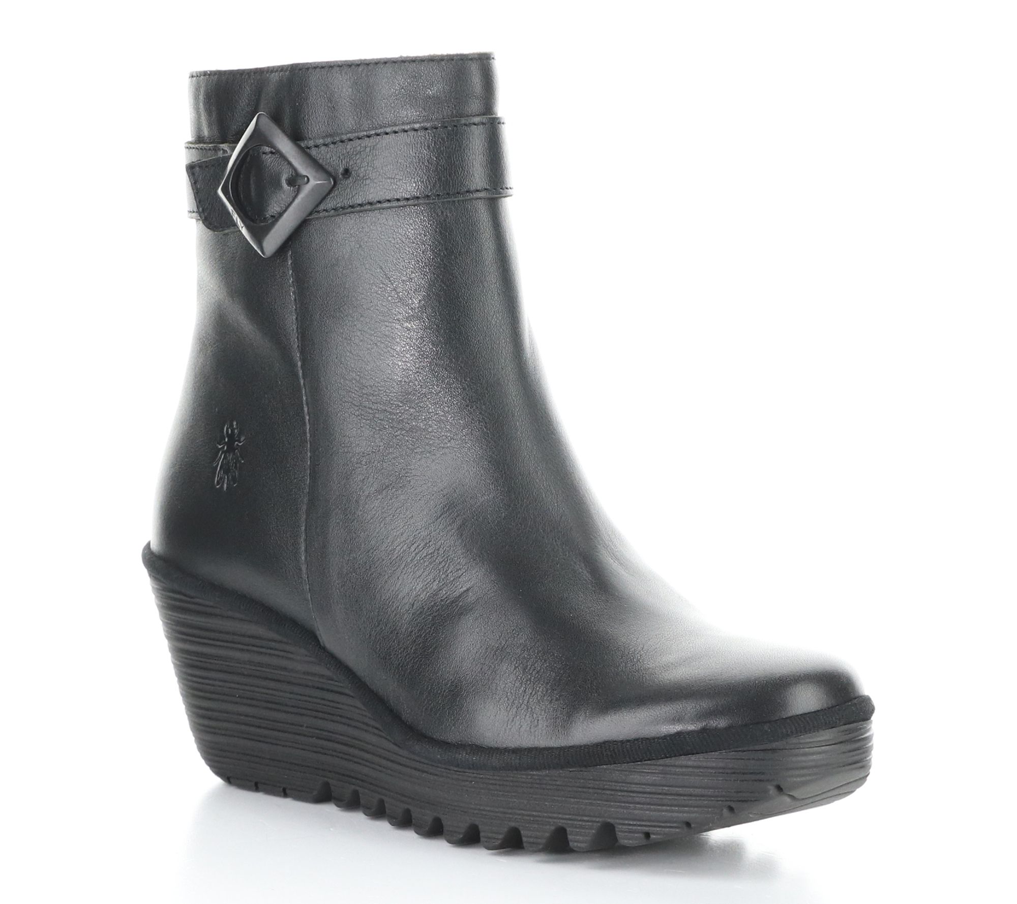 Fly London Dublin Side Zip Leather Wedge Boot