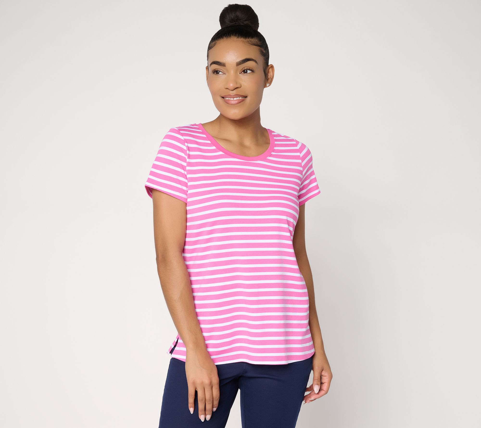  Belle by Kim Gravel TripleLuxe Knit Tonal Stripe Top
