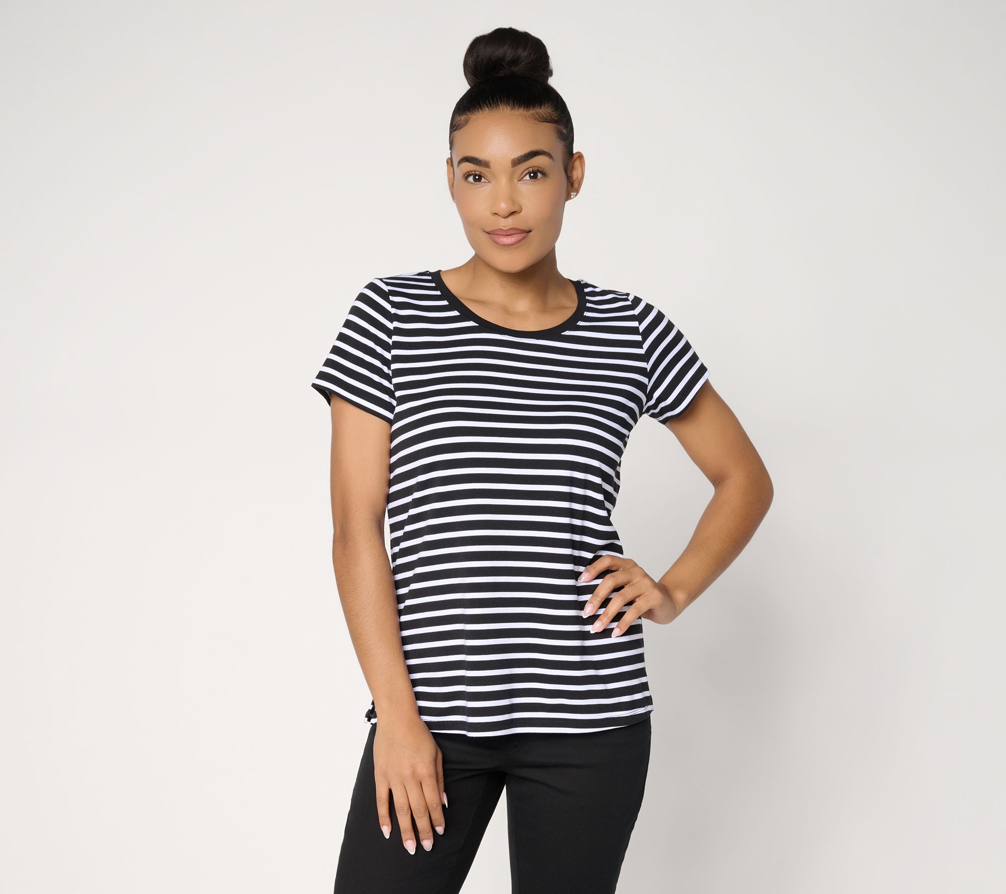 Belle by Kim Gravel TripleLuxe Knit Tonal Stripe Top