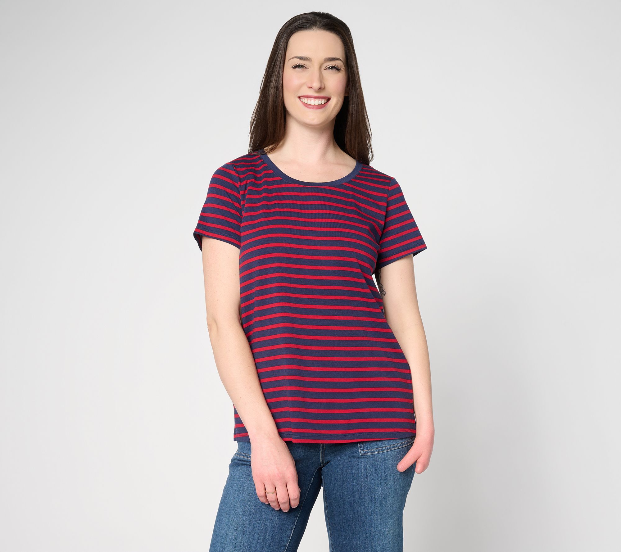 Belle by Kim Gravel TripleLuxe Knit Tonal Stripe Top