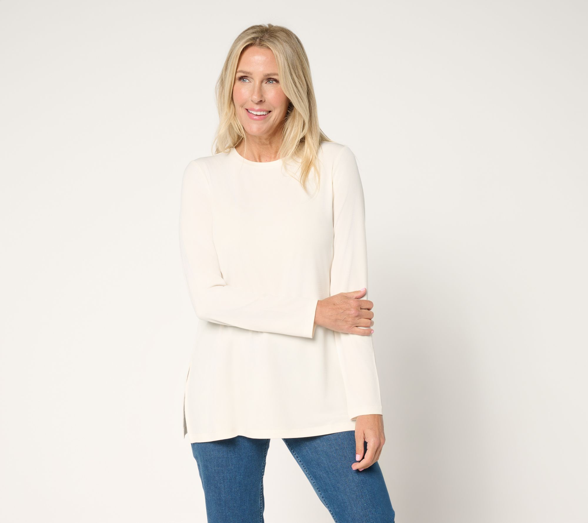 "As Is" Susan Graver Essentials Liquid Knit Crew Neck Top