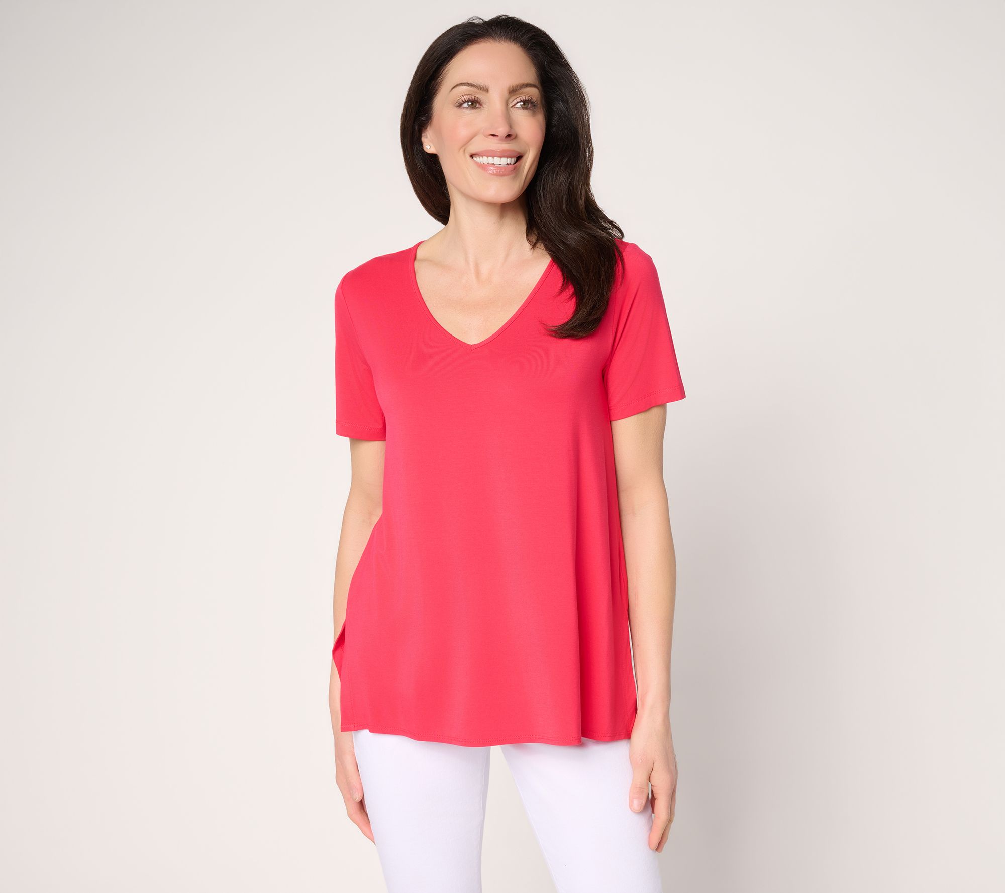 Susan Graver Essentials Regular Rayon Allure Knit High Low Top