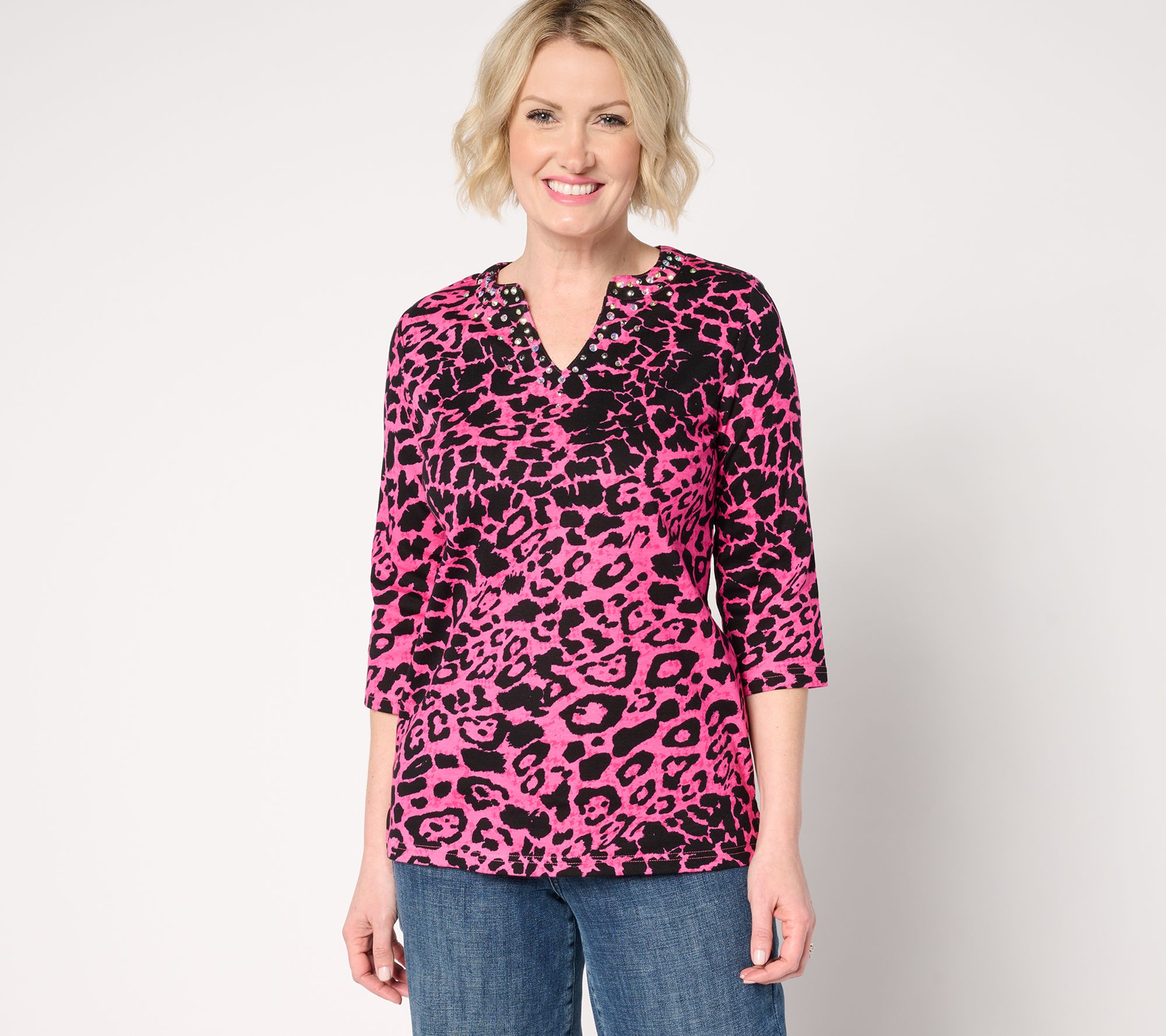 "As Is" Quacker Factory Angel's Wild Side 3/4 Sleeve Knot Top