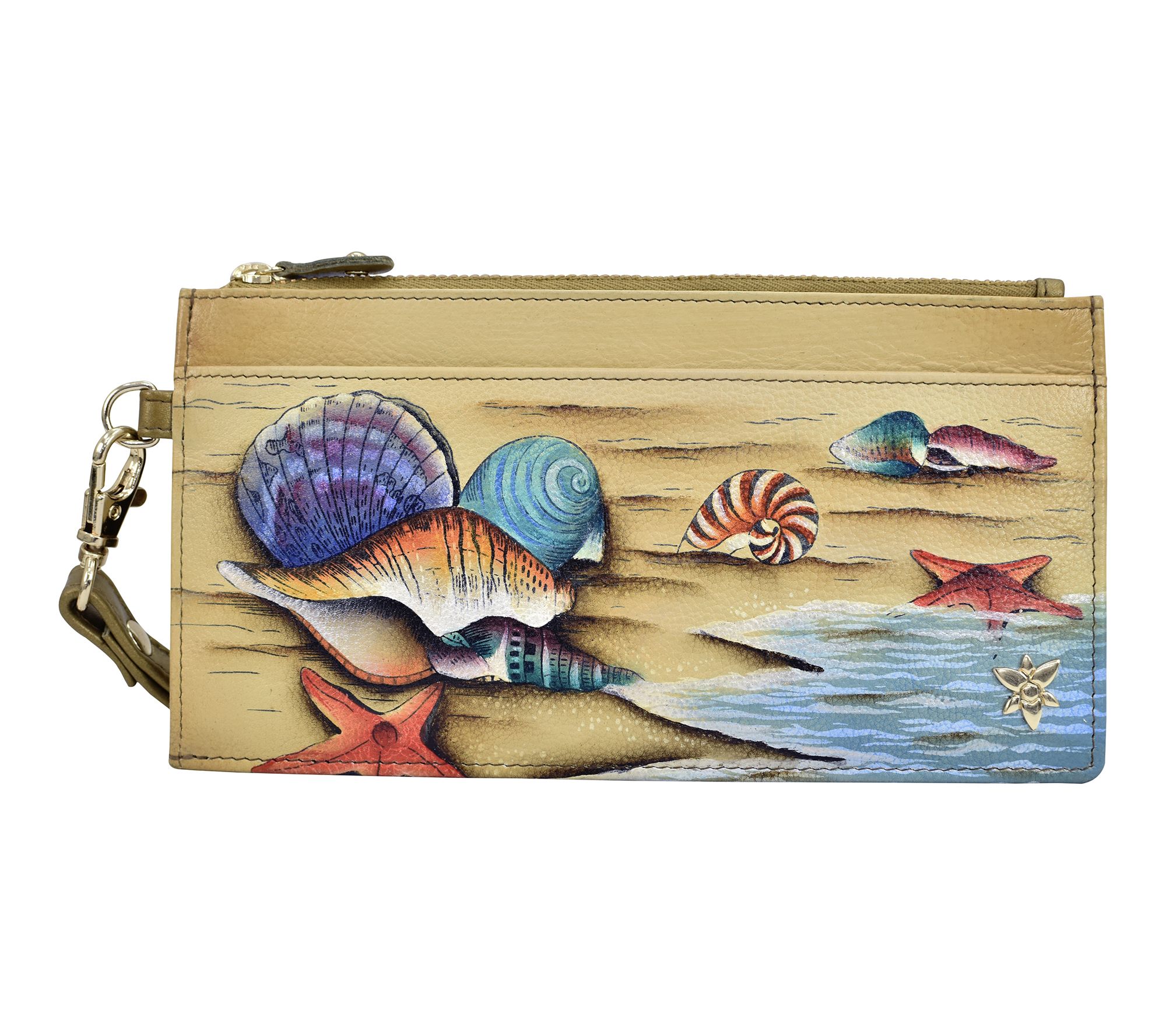 Anushcka Painted Leather Clutch Organizer Wristlet