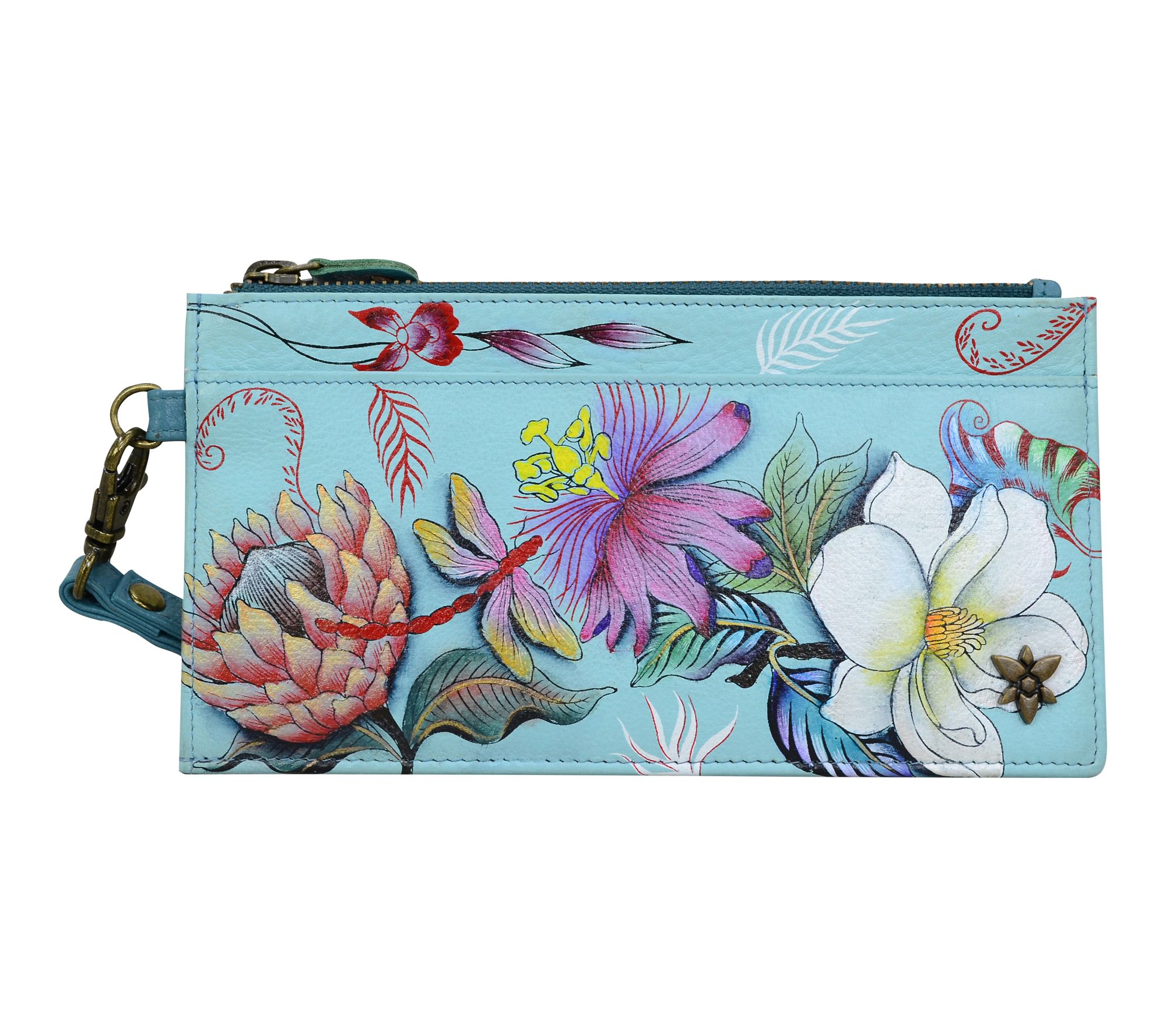 Anushcka Painted Leather Clutch Organizer Wristlet