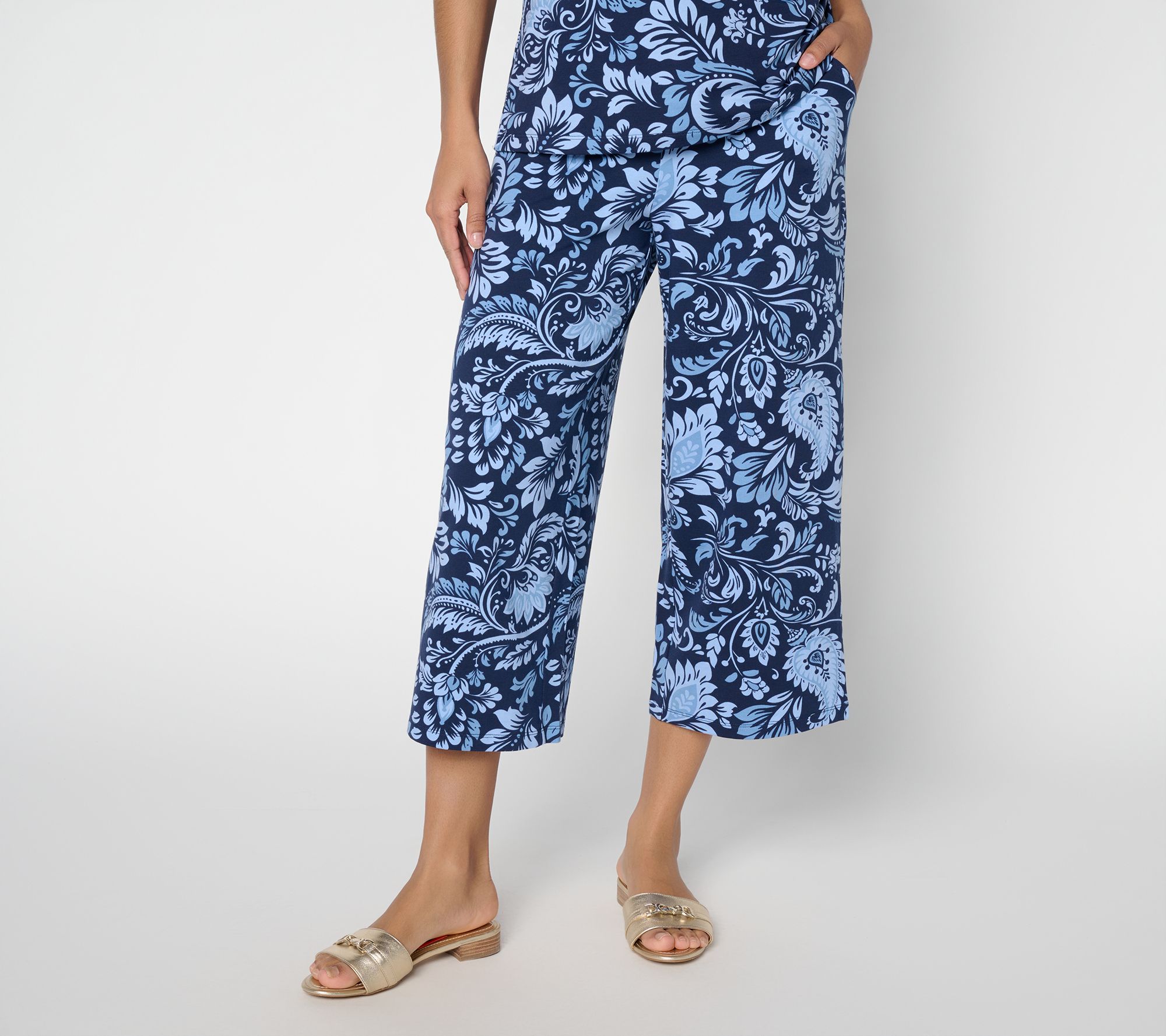 Denim & Co. Tall Beach Jersey Wide Leg Crop Pants