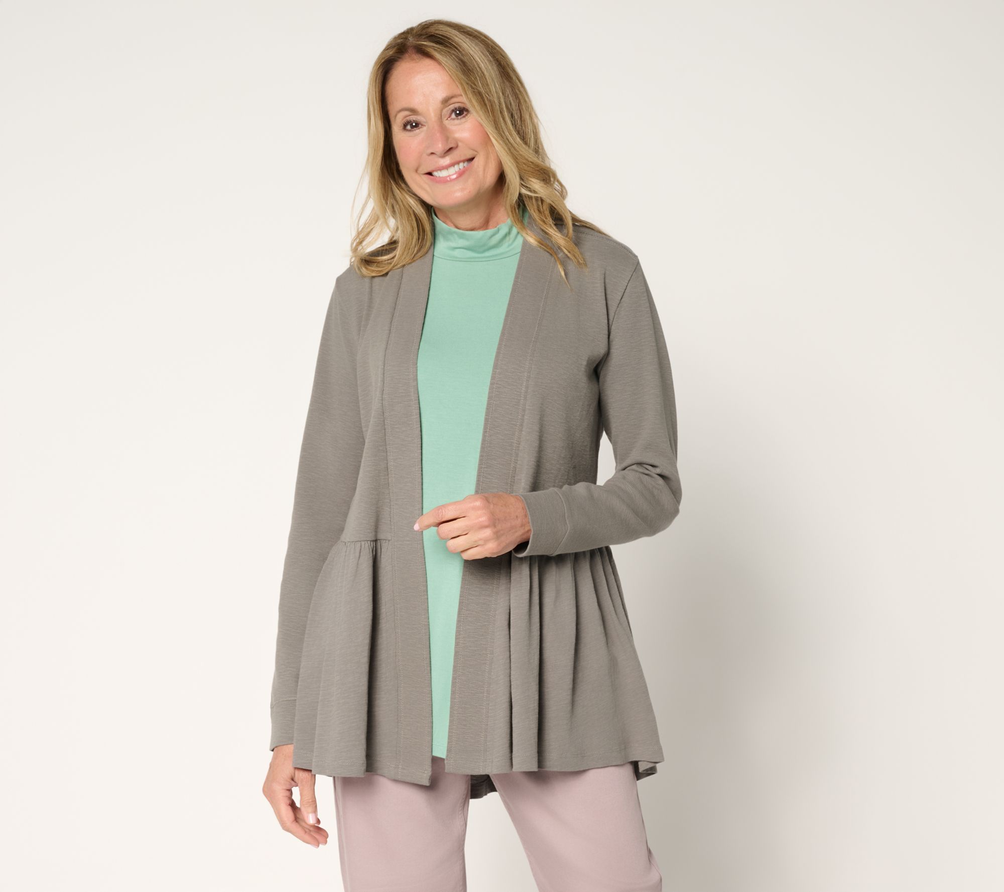 "As Is" LOGO by Lori Goldstein Mixed Media Eyelet Back Cardigan