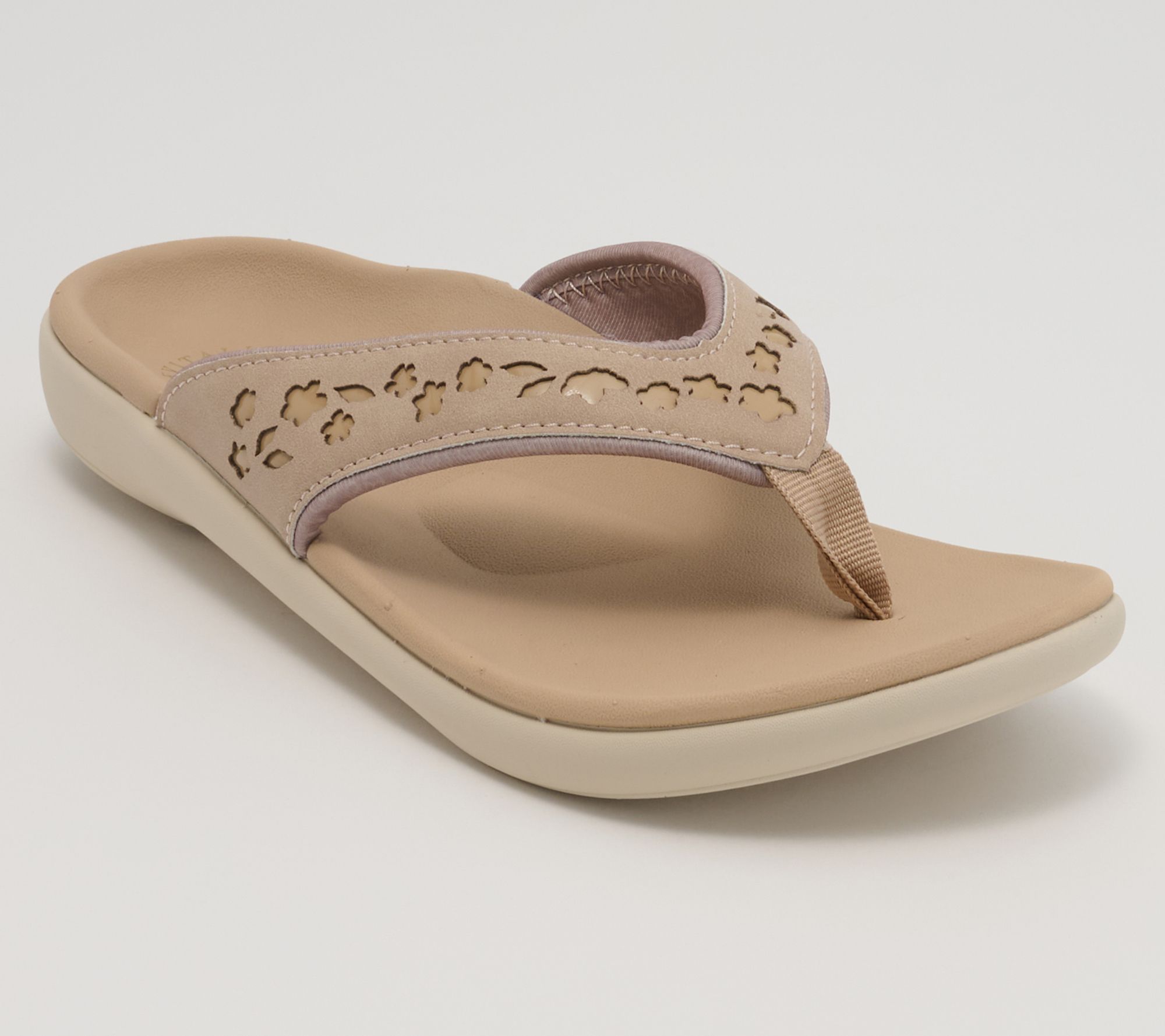 Revitalign Orthotic Floral Embossed Thong Sandals - Yumi Chantilly