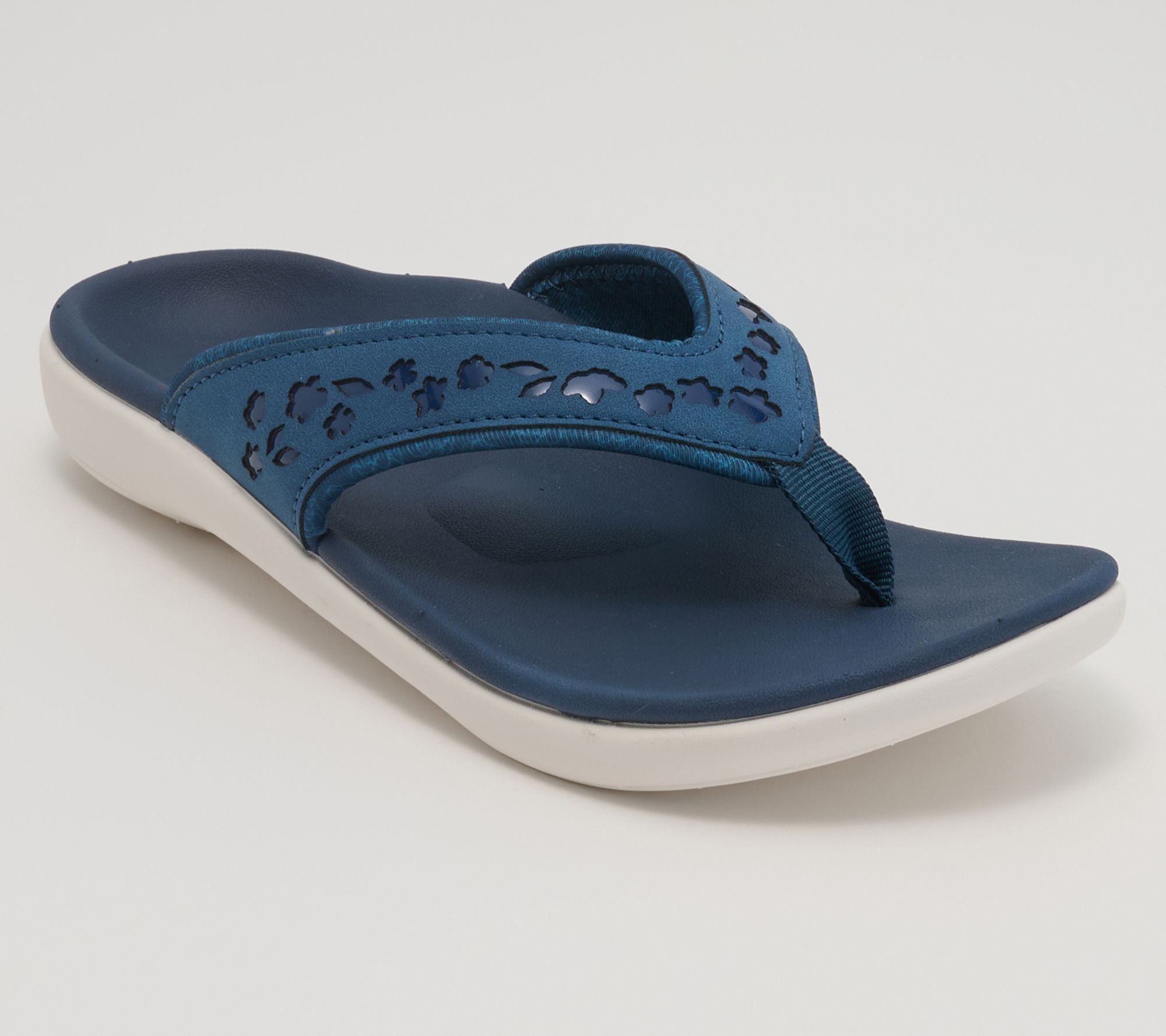 Revitalign Orthotic Floral Embossed Thong Sandals - Yumi Chantilly
