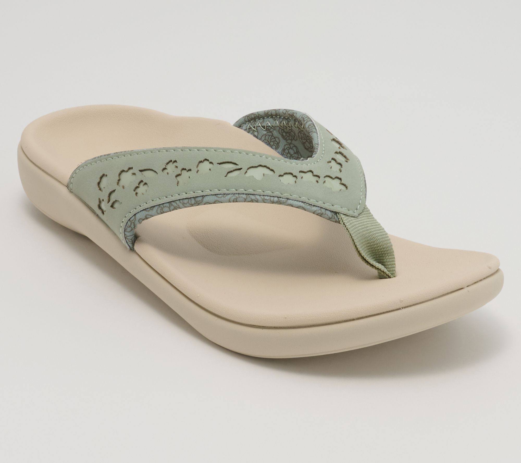 Revitalign Orthotic Floral Embossed Thong Sandals - Yumi Chantilly