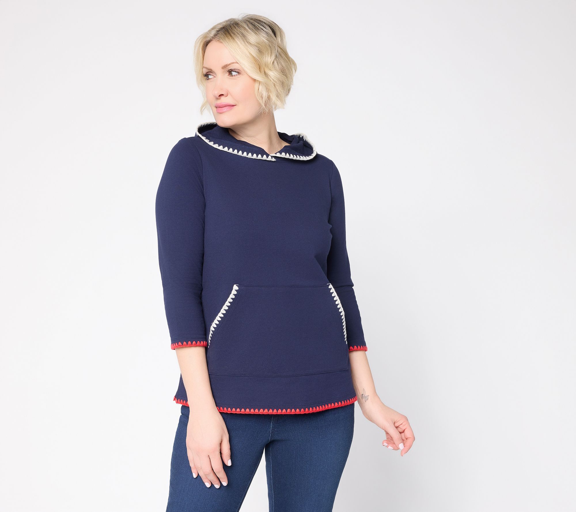 Liberty Belles by Kim Gravel French Terry Americana Trim Kanga Hoodie