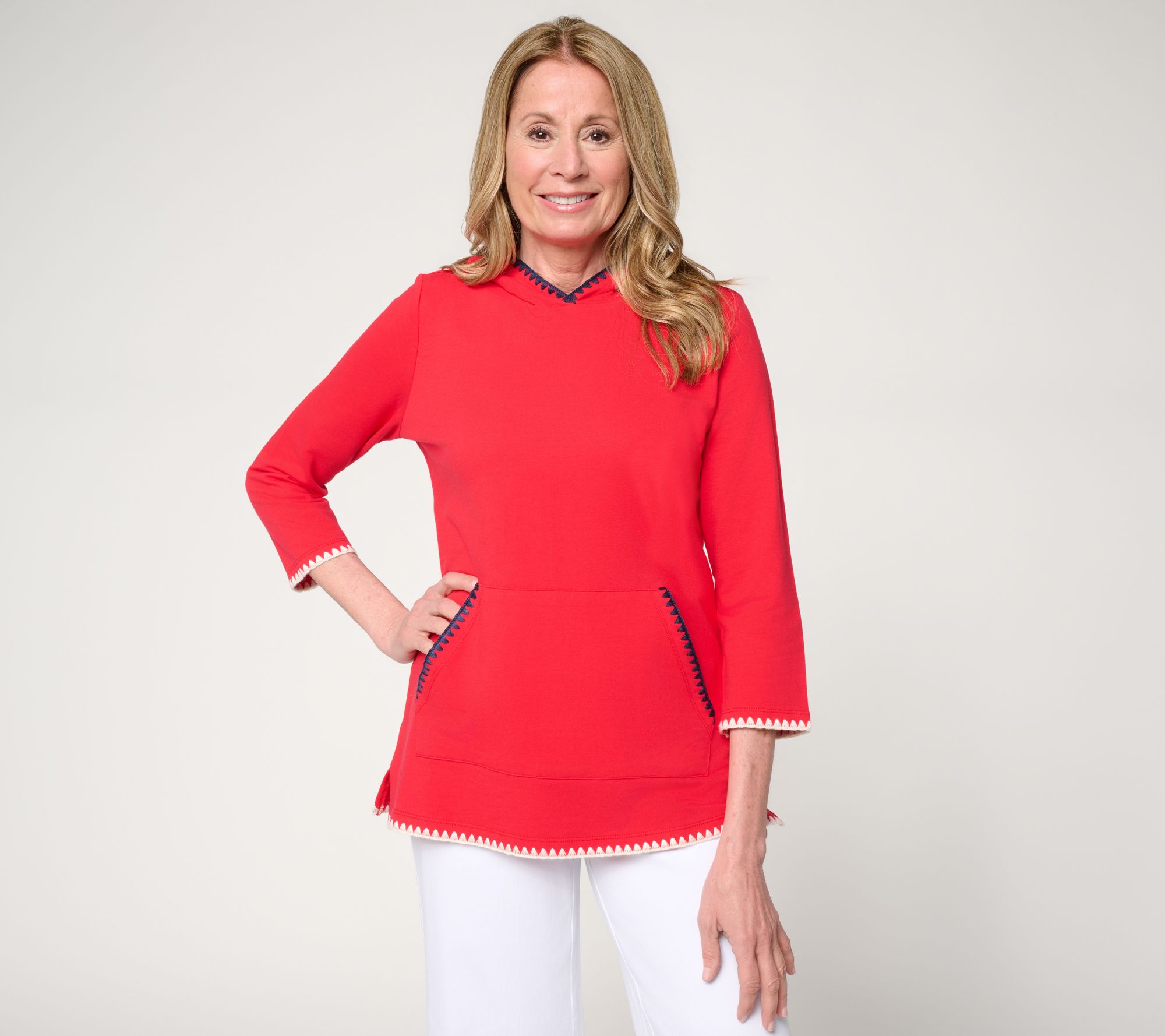 Liberty Belles by Kim Gravel French Terry Americana Trim Kanga Hoodie