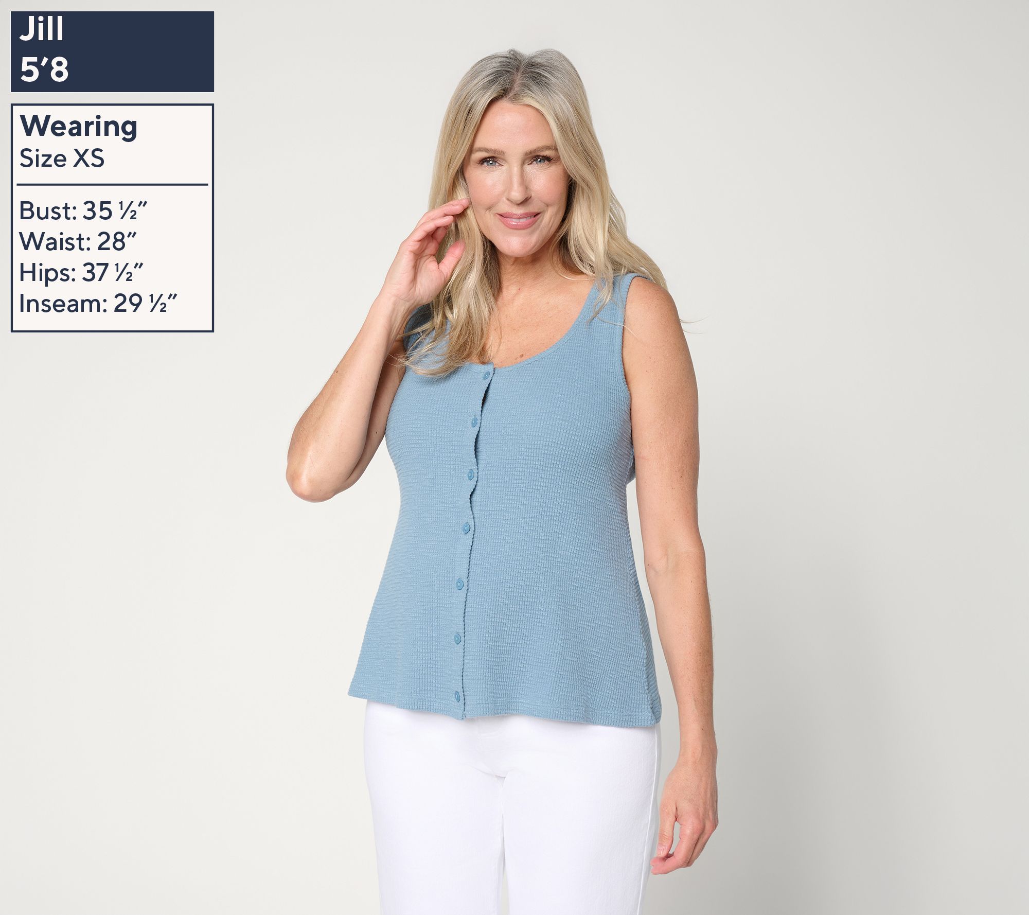 Me by Jennie Garth 100% Cotton Button Detail Jersey Tank Top - QVC.com