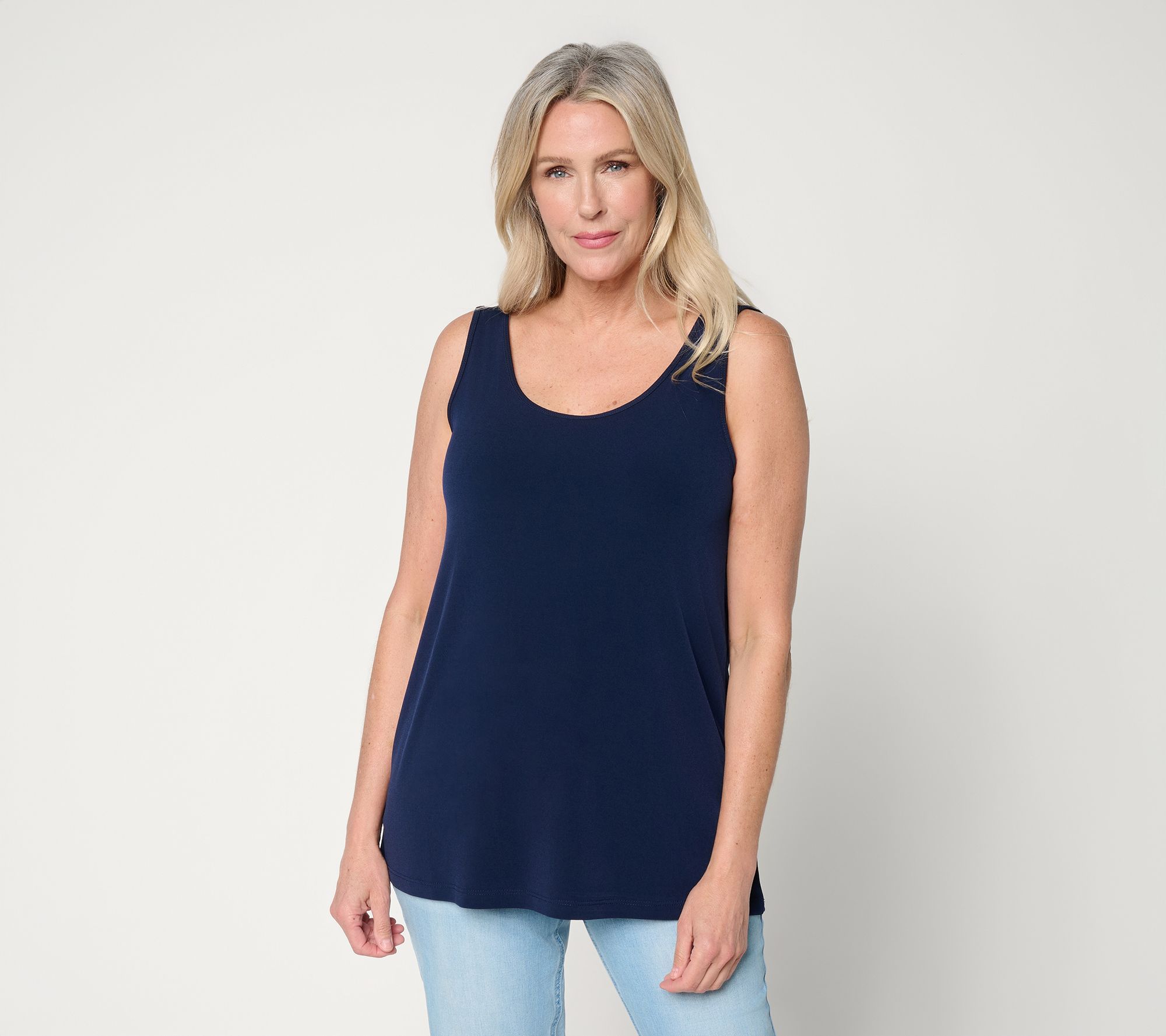 Susan Graver Essentials Liquid Knit Scoop Neck A-Line Tank